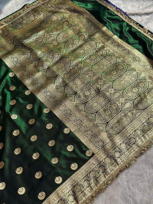 Chand Tara Green Banarasi Silk Saree - RV Couture 24