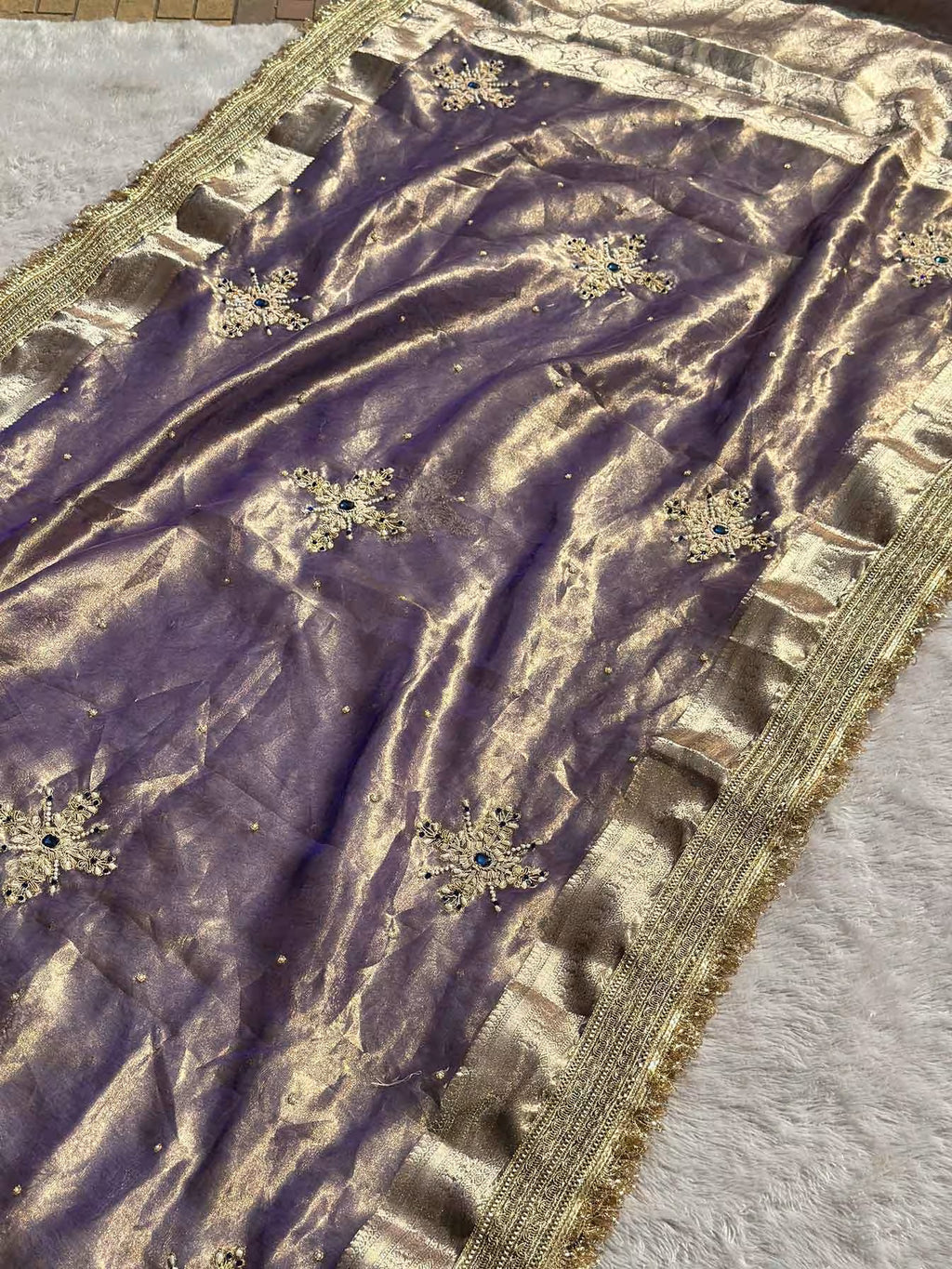 Tara Royal Lavender Banarasi Silk Saree - RV Couture 24