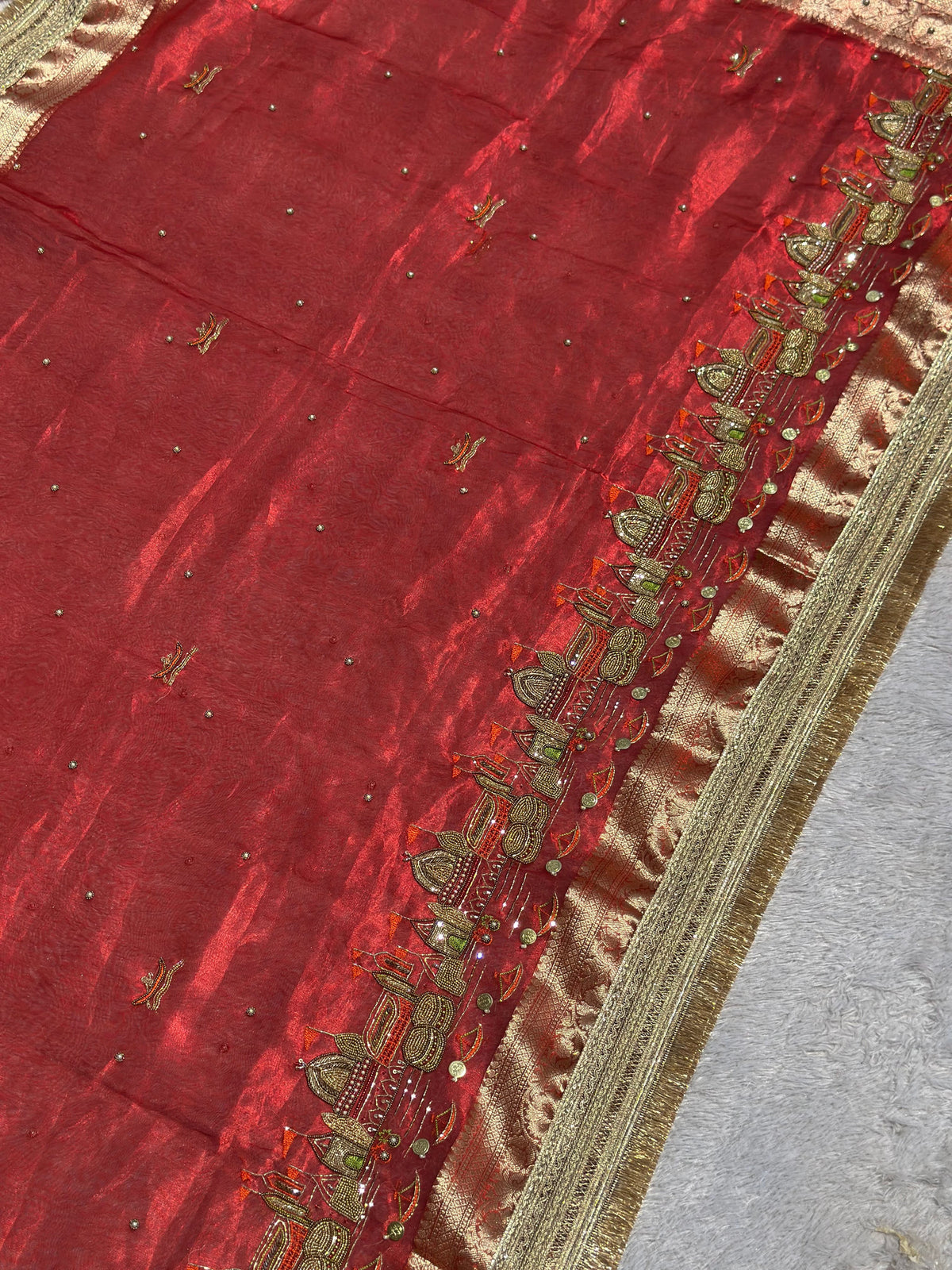 Ghat Red Banarasi Silk Saree - RV Couture 24