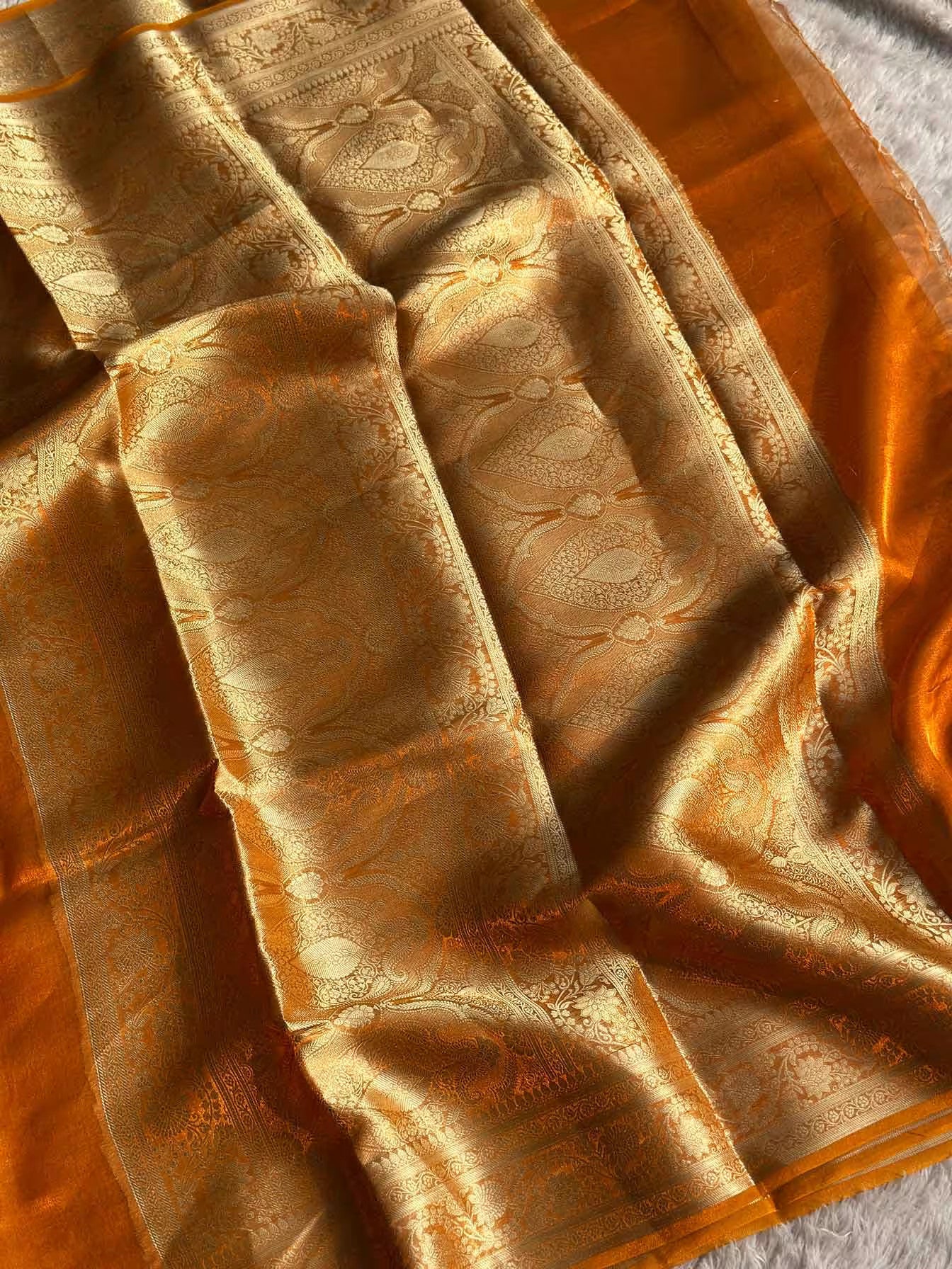 Yellow Banarasi Silk Saree - RV Couture 24
