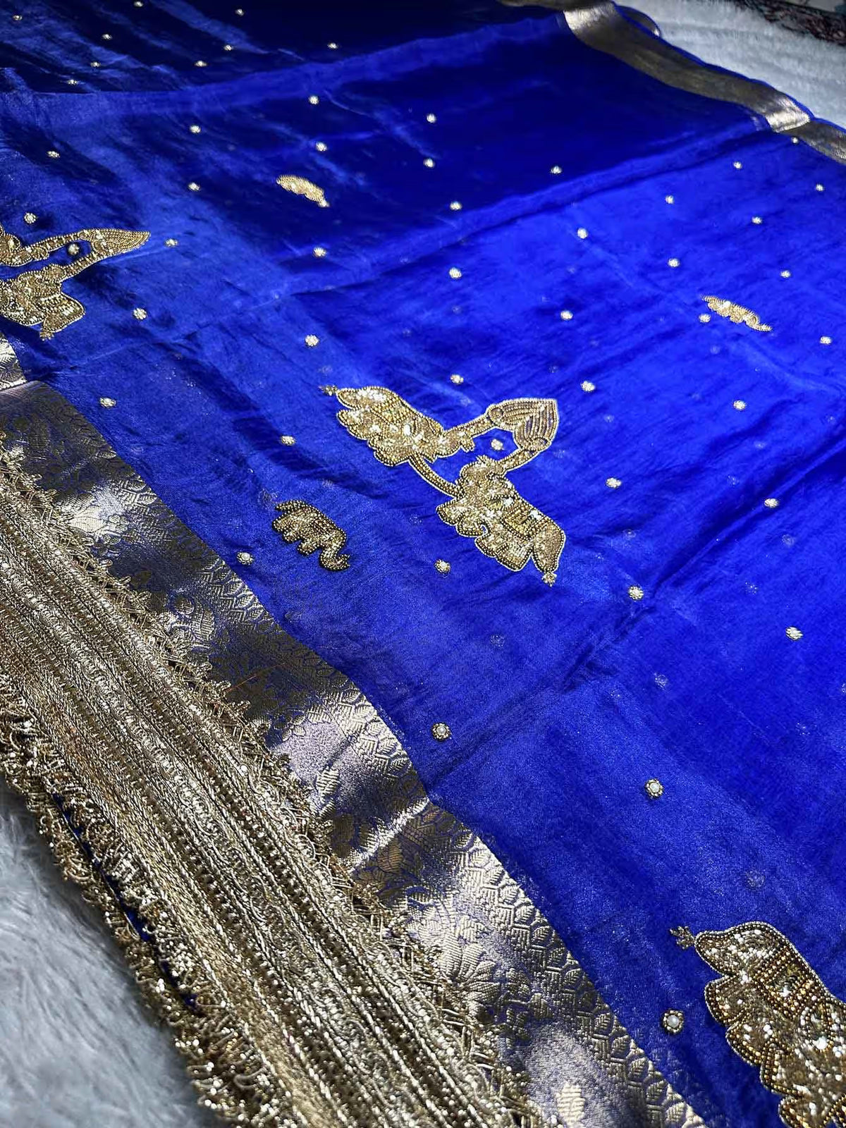Gajaratna Blue Banarasi Silk Saree - RV Couture 24