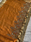 Mor Mahal Orange Banarasi Silk Saree - RV Couture 24