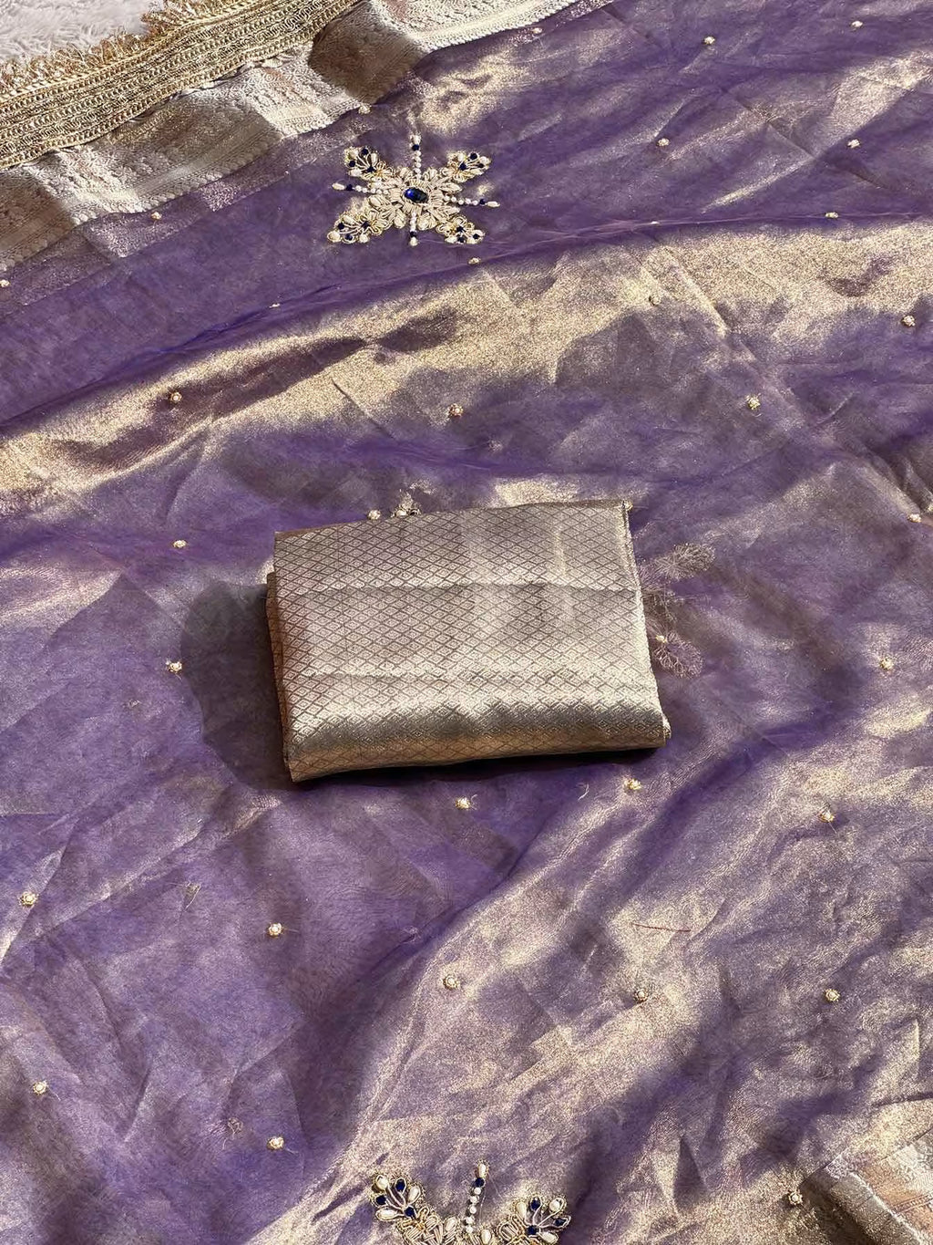 Tara Royal Lavender Banarasi Silk Saree - RV Couture 24