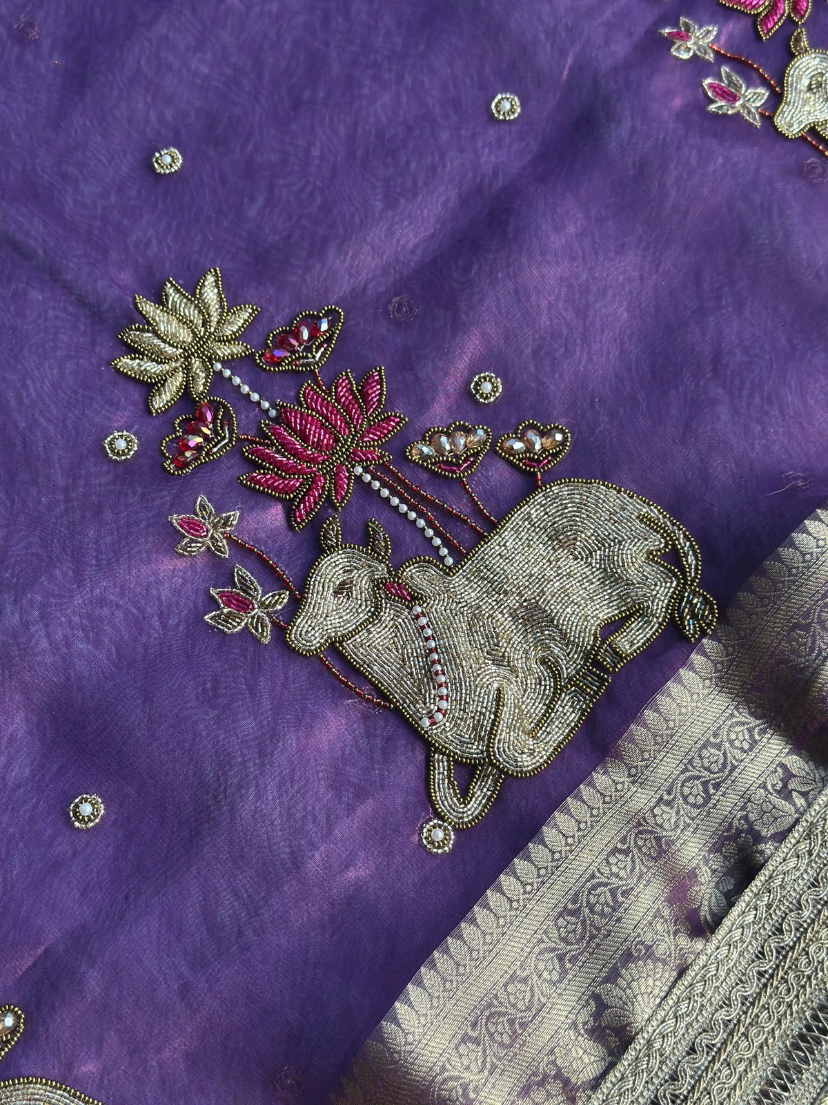 Nandi Pushpa Purple Banarasi Silk Saree - RV Couture 24