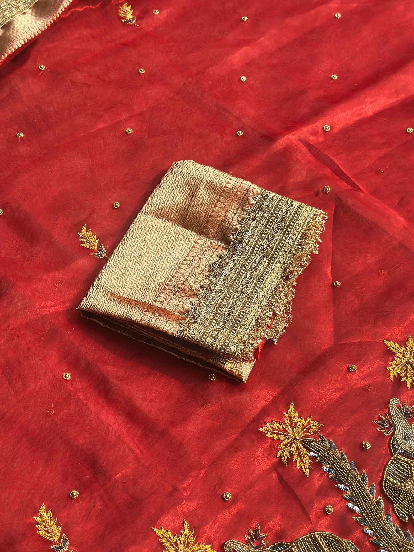 Rajasi Red Banarasi Silk Saree - RV Couture 24