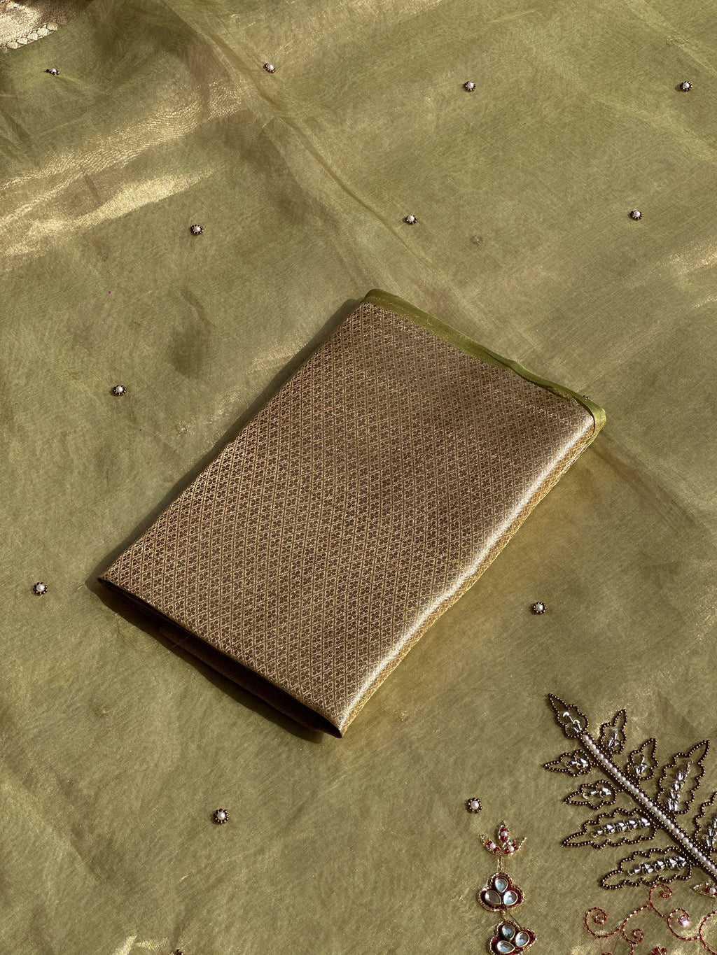 Mor Mahal Pista Banarasi Silk Saree - RV Couture 24