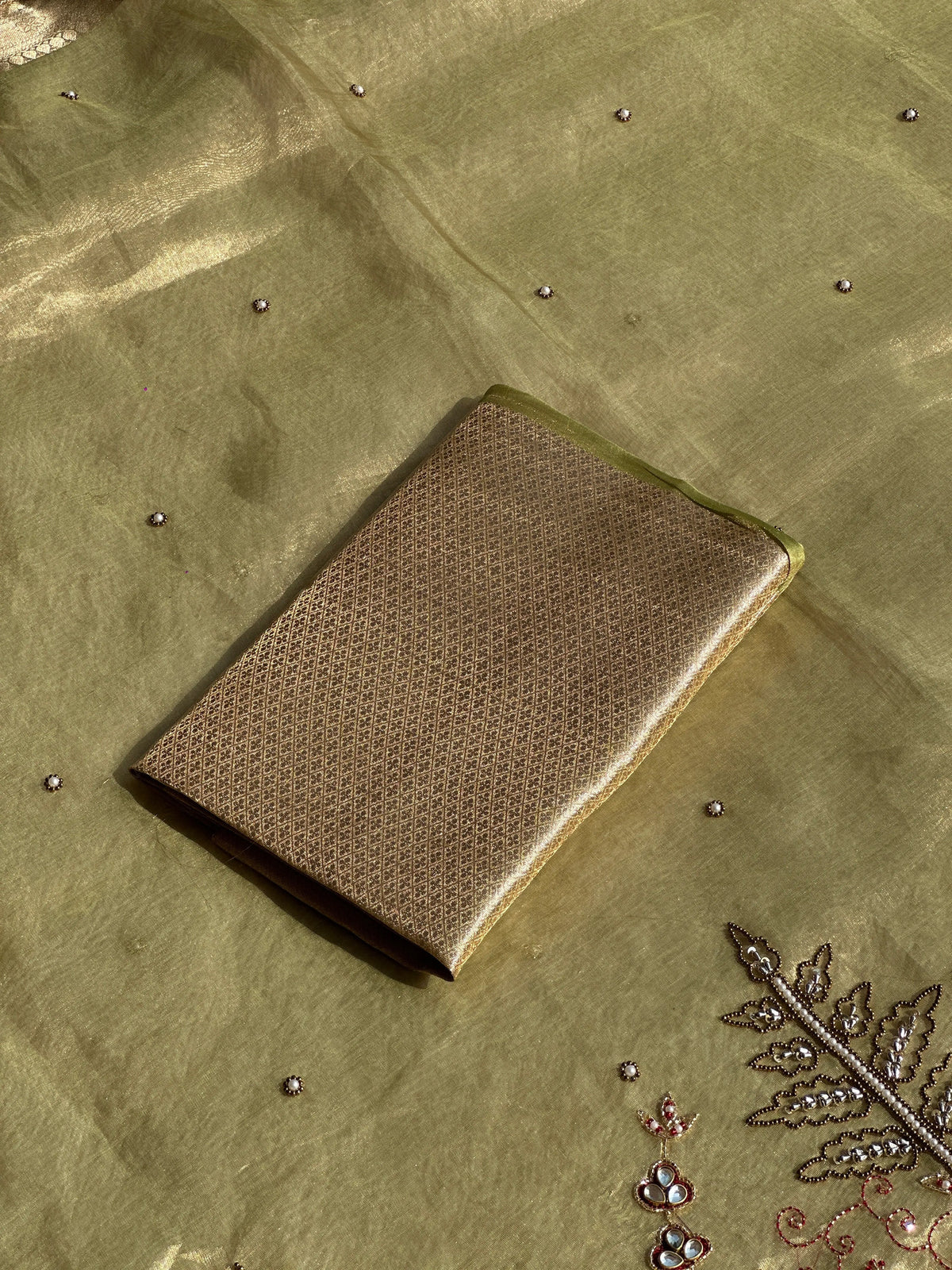 Mor Mahal Pista Banarasi Silk Saree - RV Couture 24