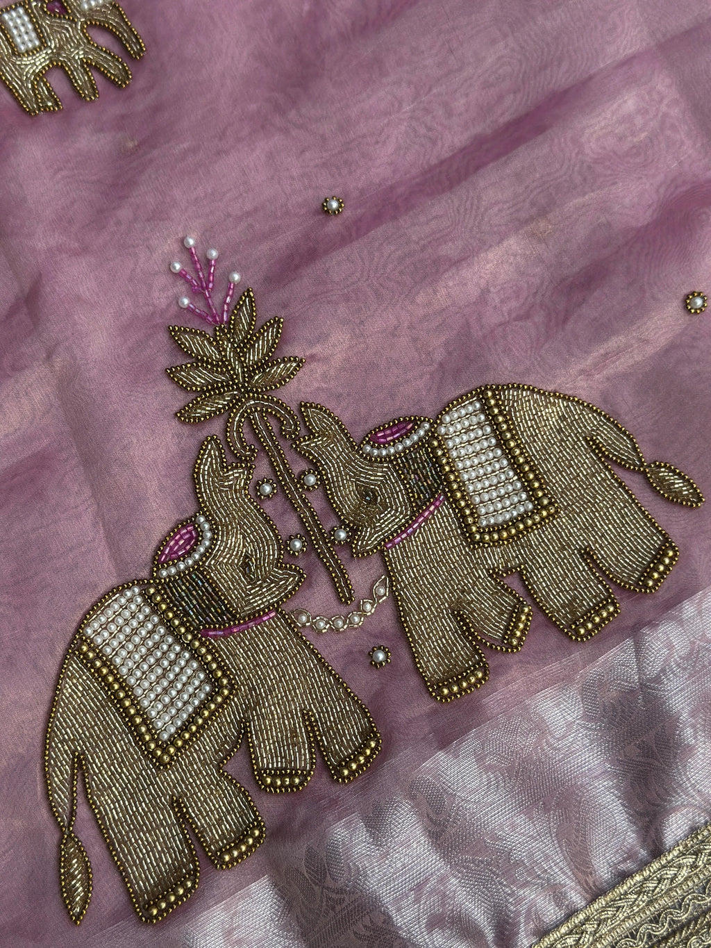 Suvarna Hatti Baby Pink Banarasi Silk Saree - RV Couture 24