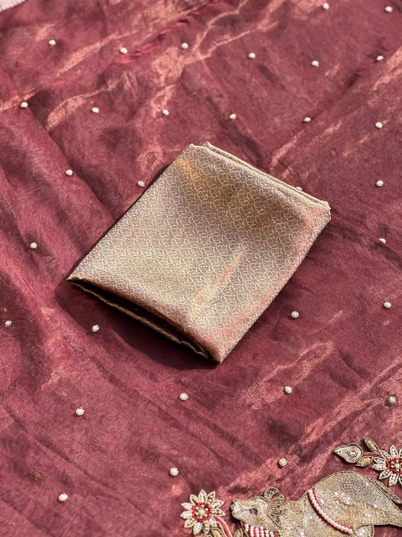 Gajanandi Brown Banarasi Silk Saree - RV Couture 24