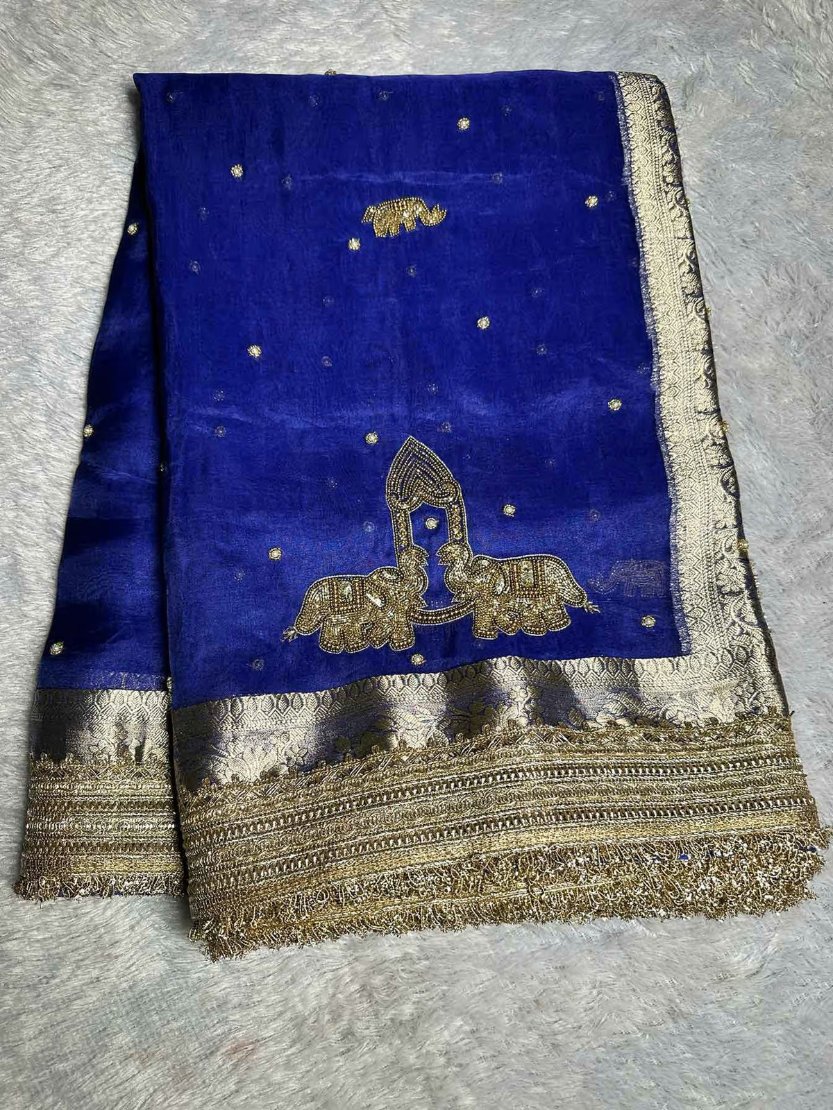 Gajaratna Blue Banarasi Silk Saree - RV Couture 24