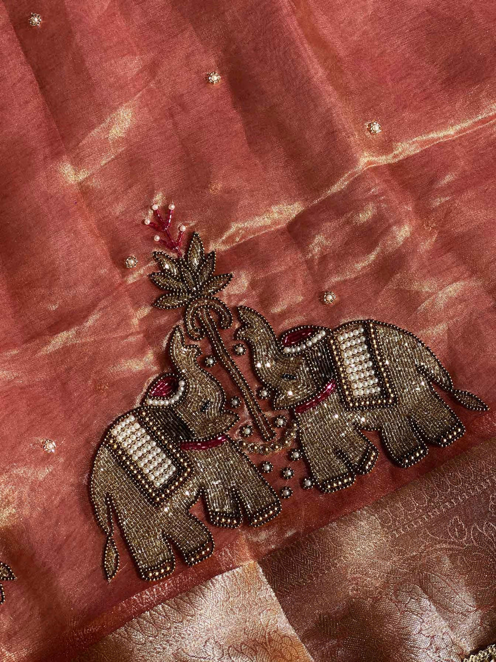 Suvarna Hatti Peach Banarasi Silk Saree - RV Couture 24