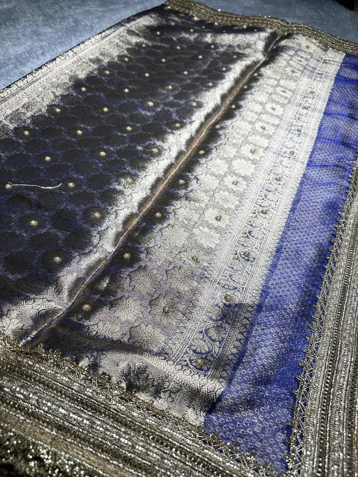 Gajaratna Blue Banarasi Silk Saree - RV Couture 24