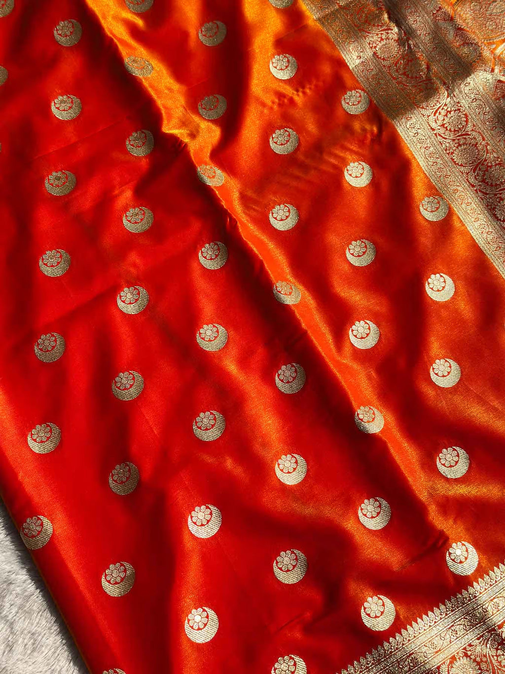 Chand Tara Orange Banarasi Silk Saree - RV Couture 24