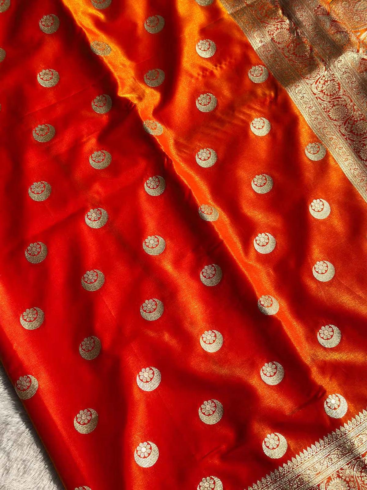 Chand Tara Orange Banarasi Silk Saree - RV Couture 24