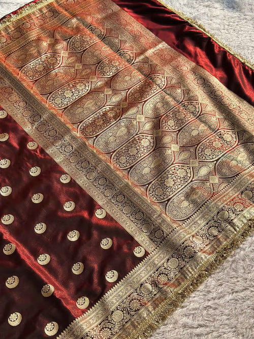 Chand Tara Maroon Banarasi Silk Saree - RV Couture 24