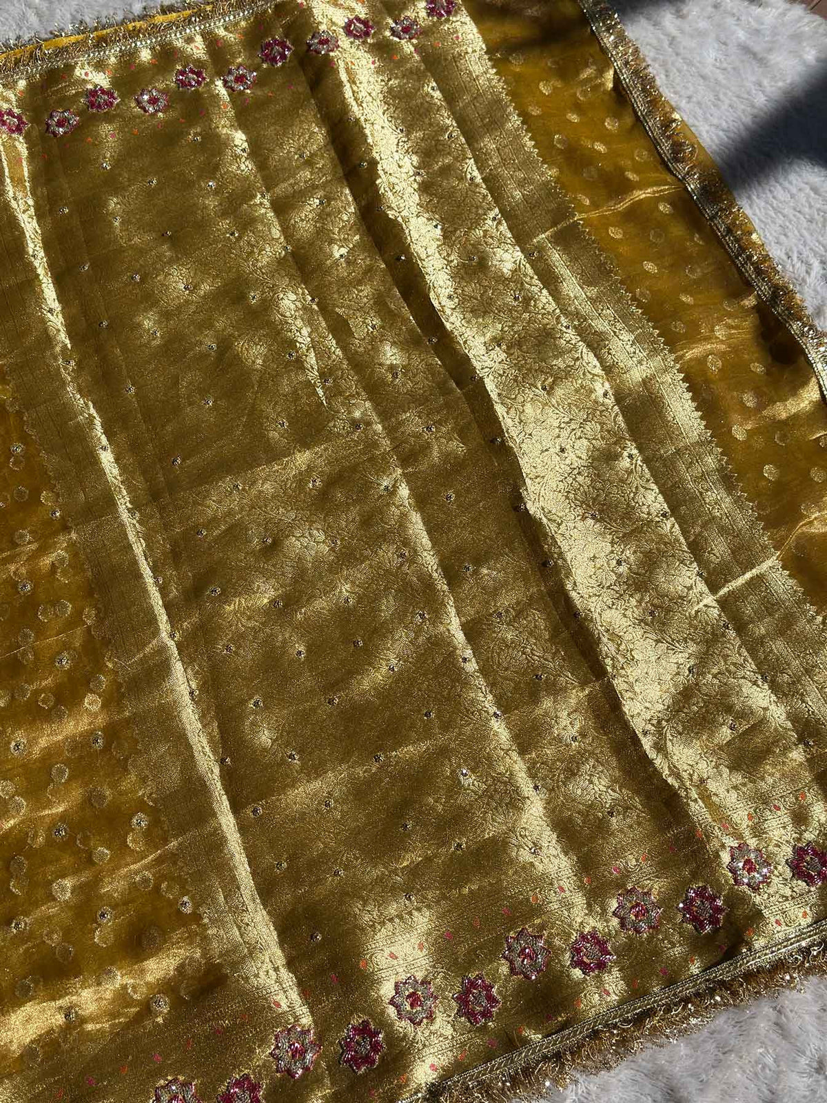 Rajkanak Yellow Banarasi Silk Saree - RV Couture 24