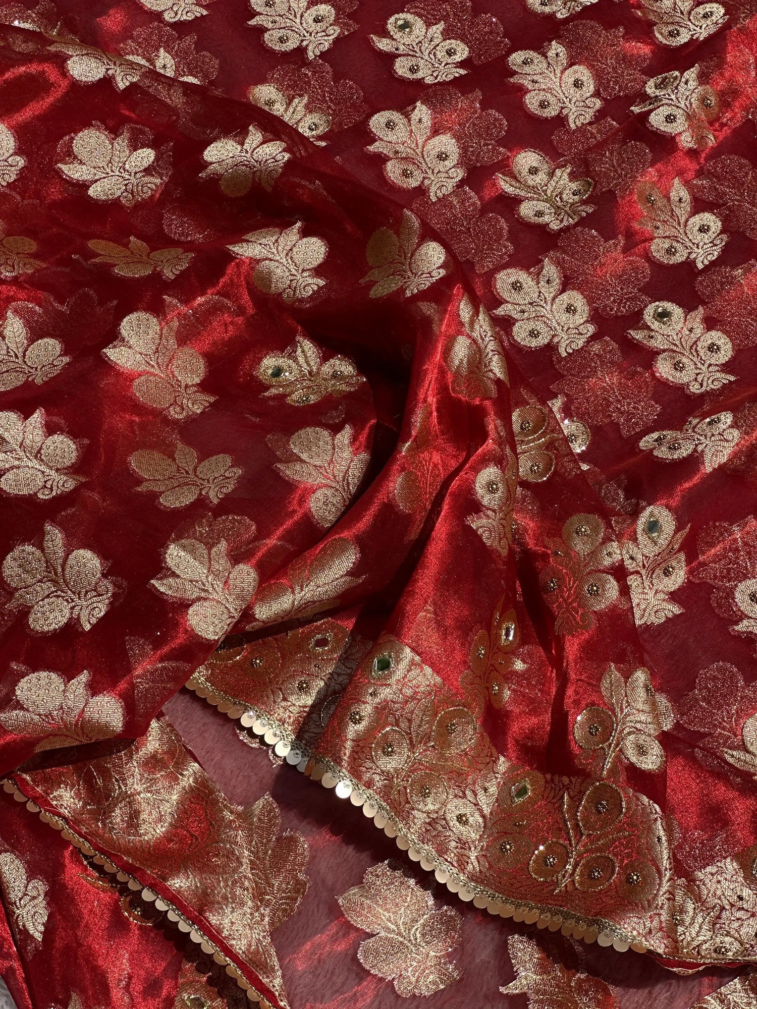 Maharani Red Banarasi Silk Saree - RV Couture 24
