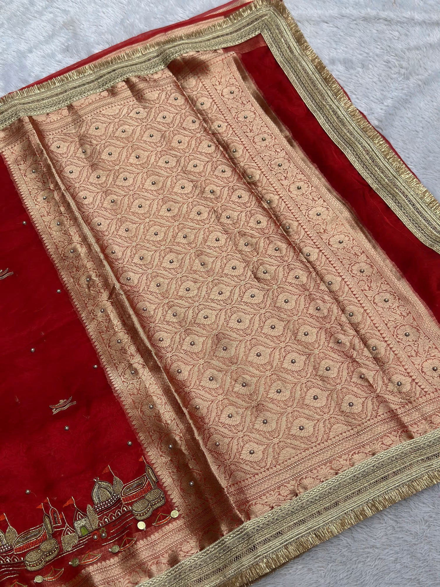 Ghat Red Banarasi Silk Saree - RV Couture 24