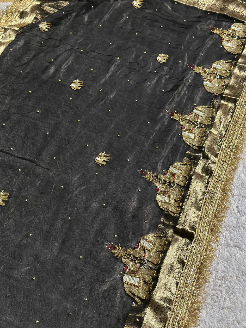 Suvarna Hatti Black Banarasi Silk Saree - RV Couture 24