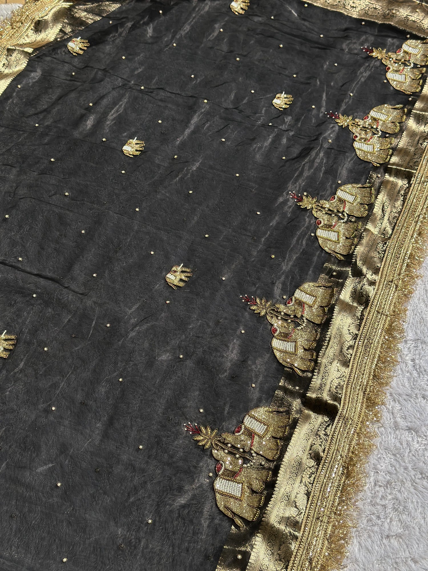 Suvarna Hatti Black Banarasi Silk Saree - RV Couture 24