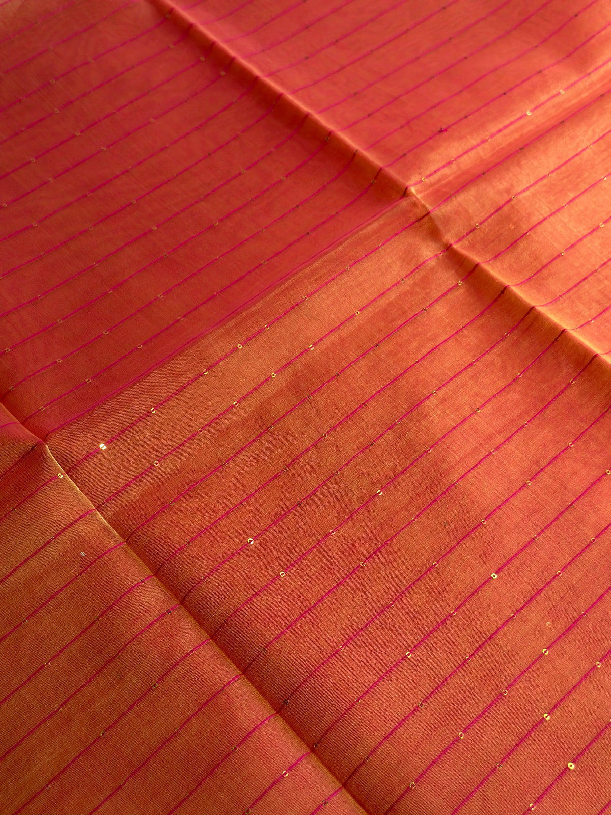 Orange Jamdani Saree with Parrot Motif - RV Couture 24
