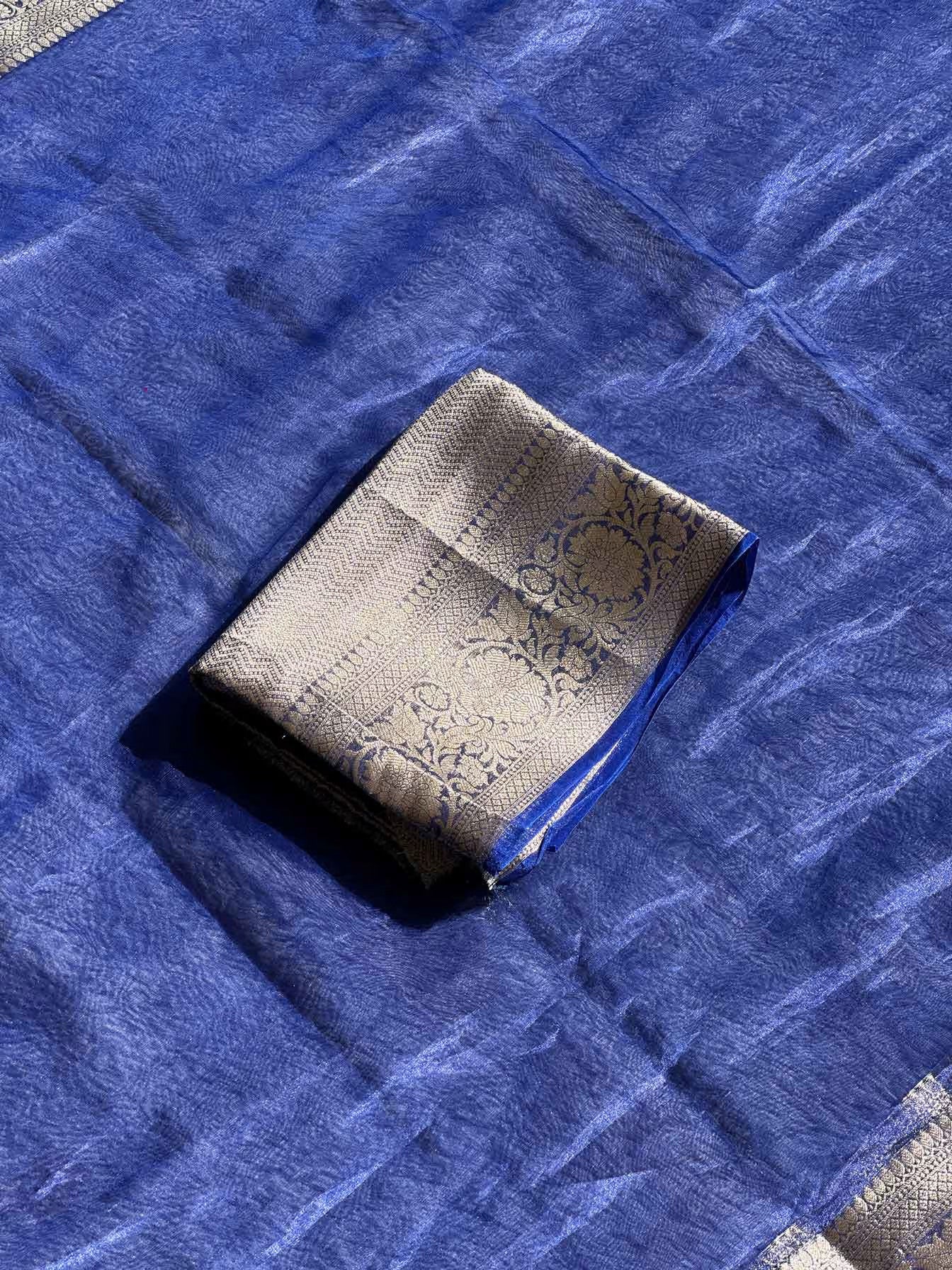 Paramparik Jari Royal Blue Banarasi Silk Saree - RV Couture 24