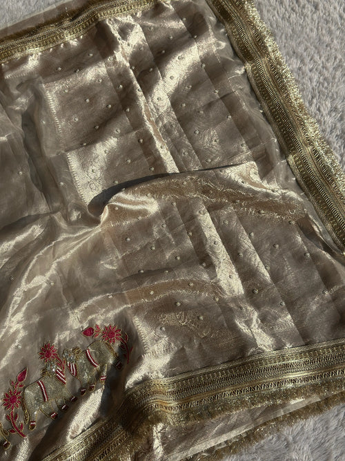 Gajanandi Mini Silver Banarasi Silk Saree - RV Couture 24