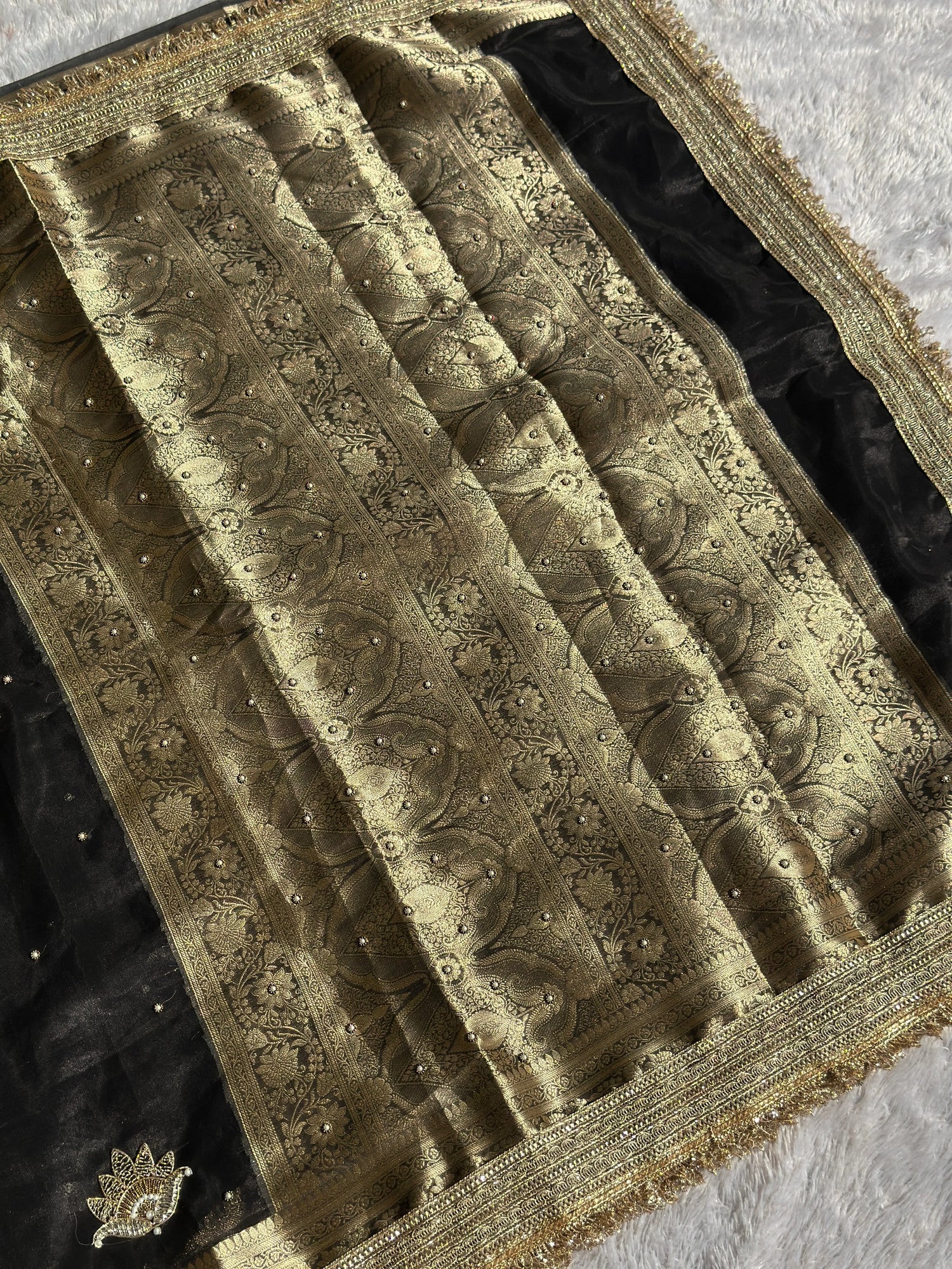 Raat Rani Black Banarasi Silk Saree - RV Couture 24