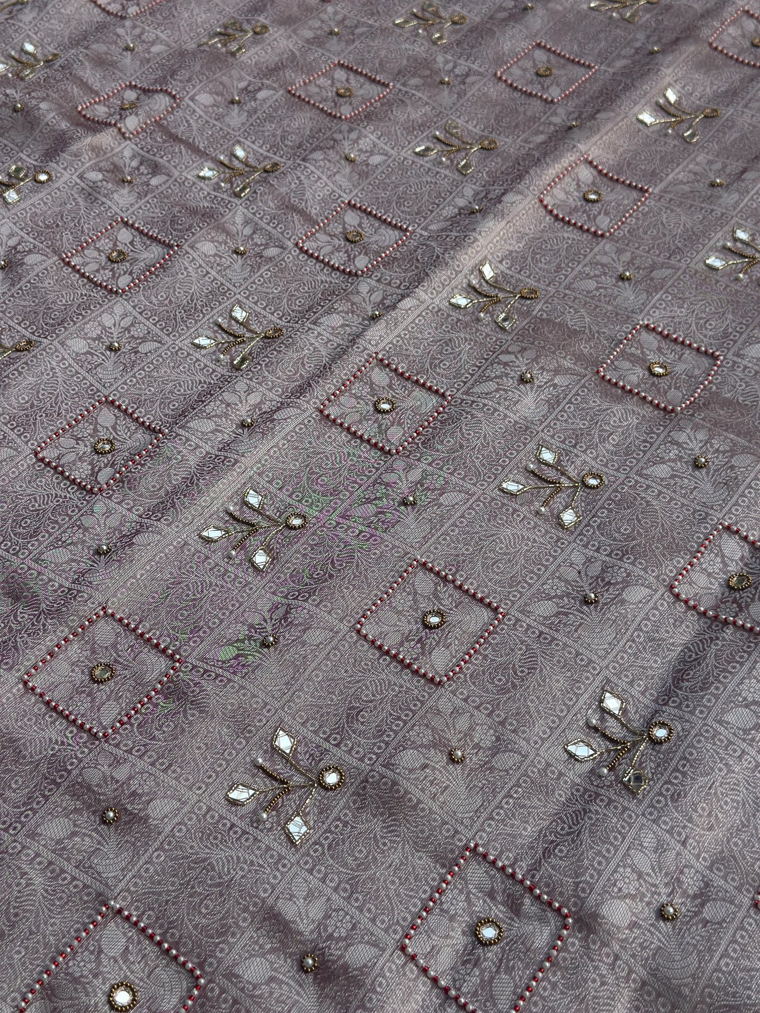 Chandani Rose Gold Banarasi Silk Saree - RV Couture 24