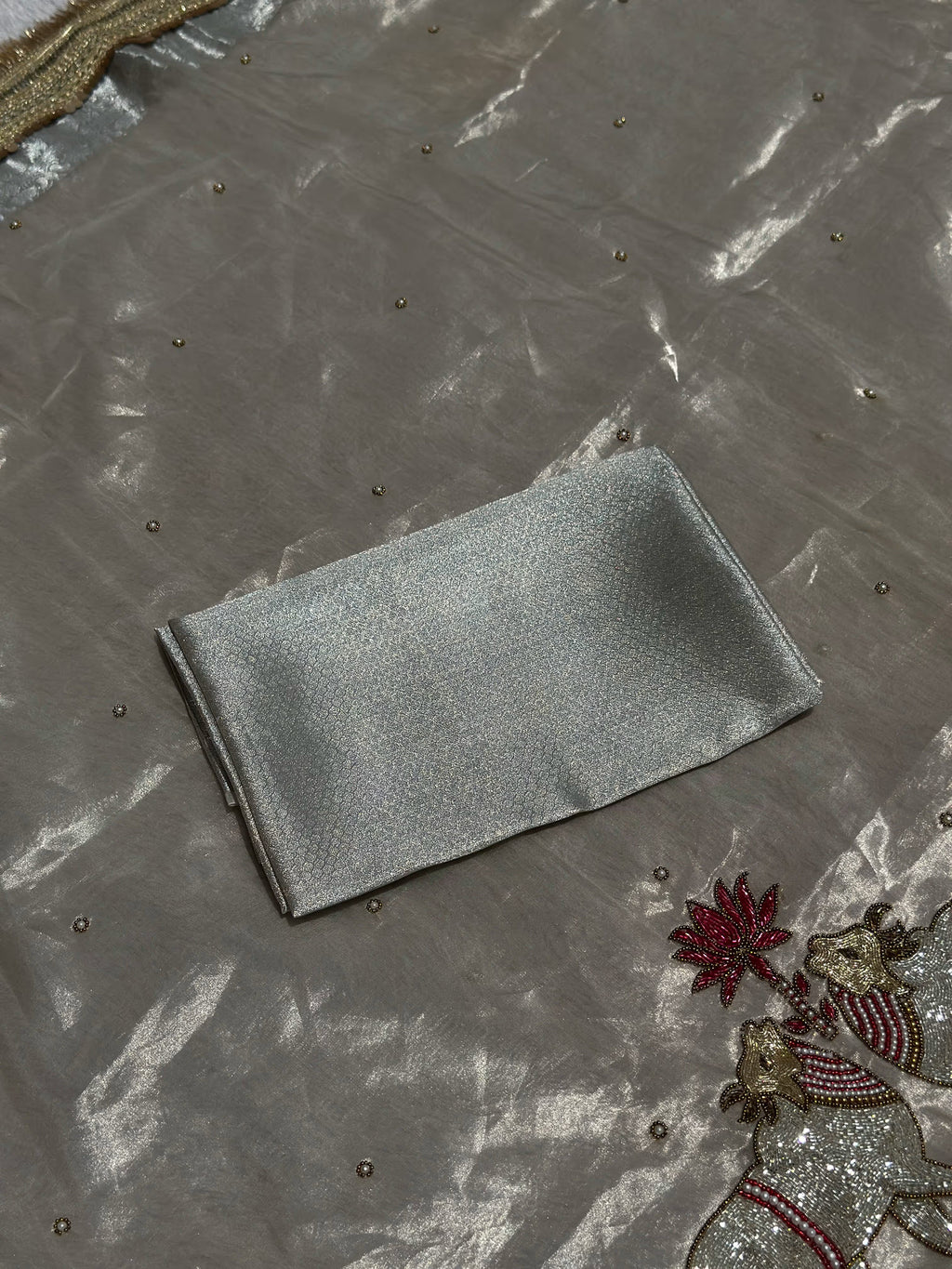 Gajanandi Silver Banarasi Silk Saree - RV Couture 24