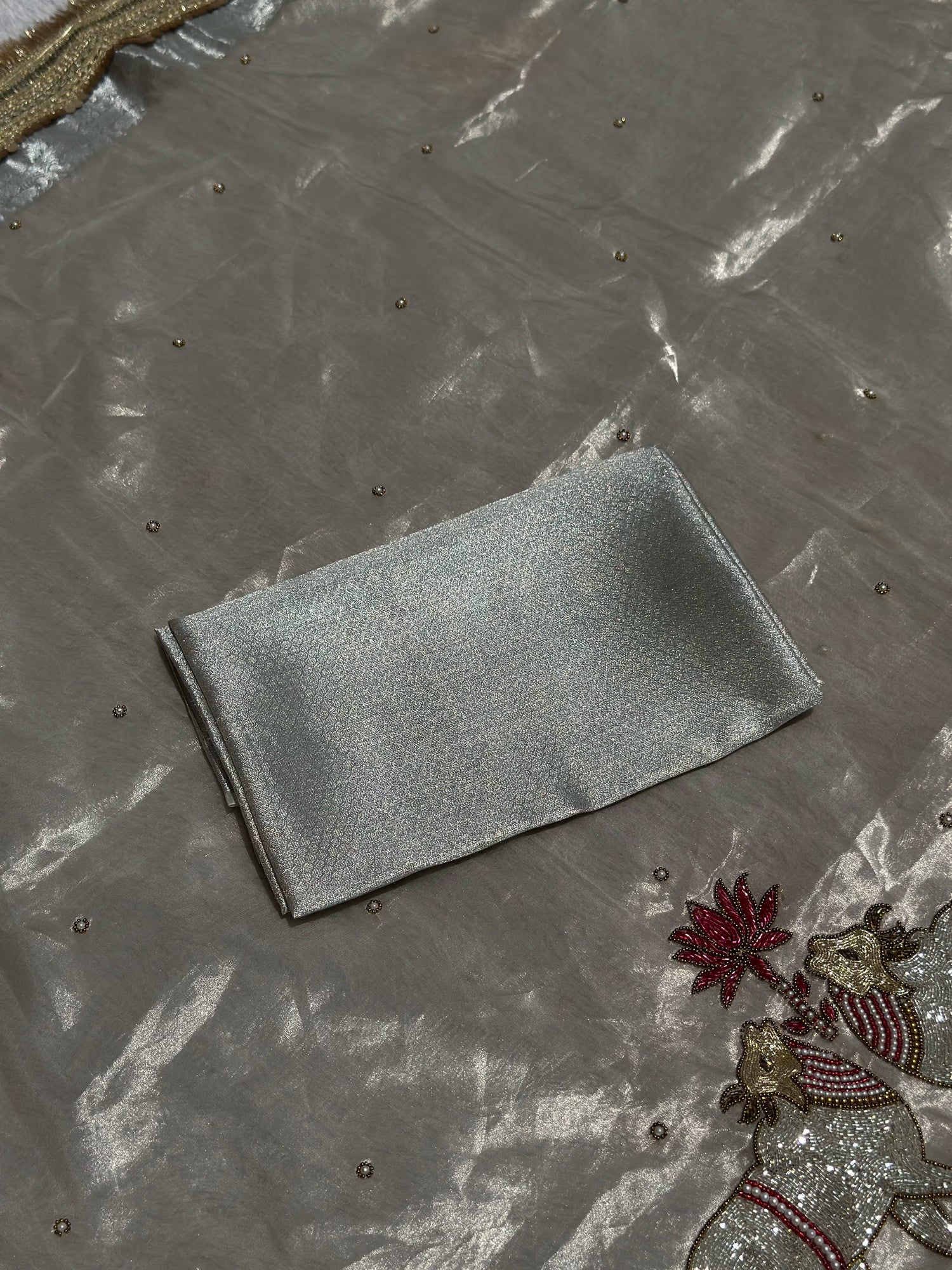 Gajanandi Silver Banarasi Silk Saree - RV Couture 24