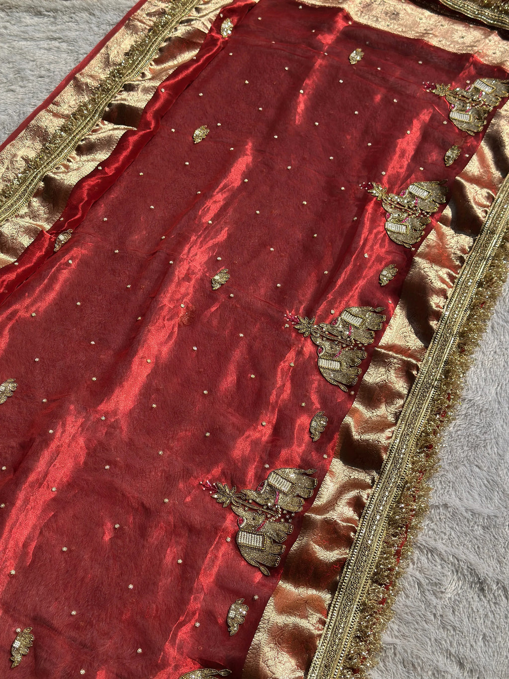 Suvarna Hatti Red Banarasi Silk Saree - RV Couture 24