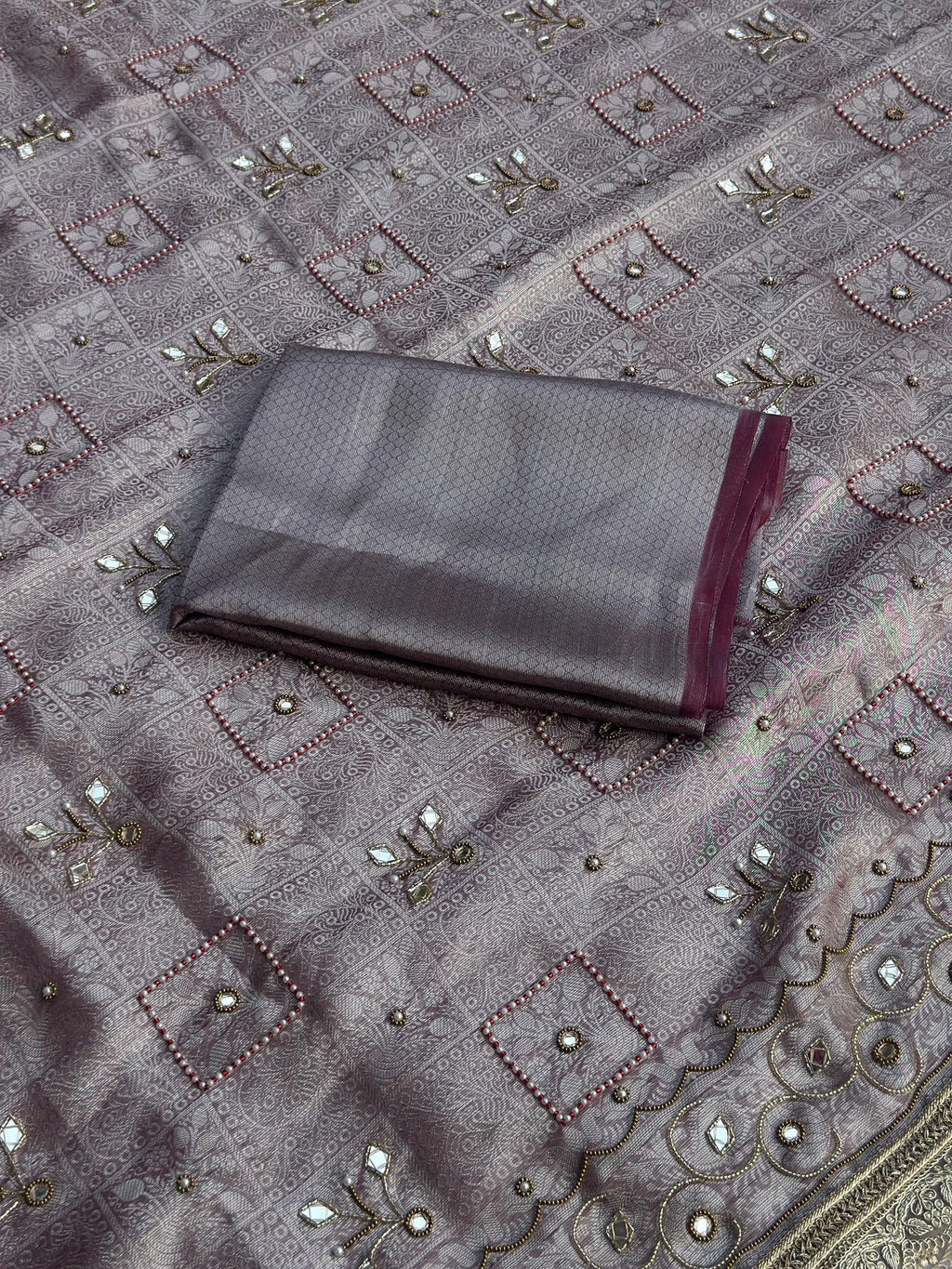 Chandani Rose Gold Banarasi Silk Saree - RV Couture 24