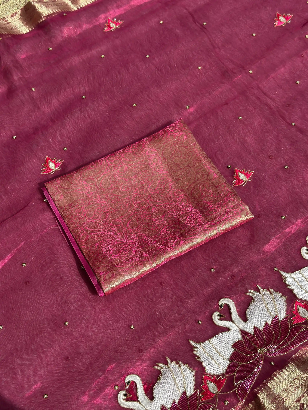 Rajhans Pink Banarasi Silk Saree - RV Couture 24