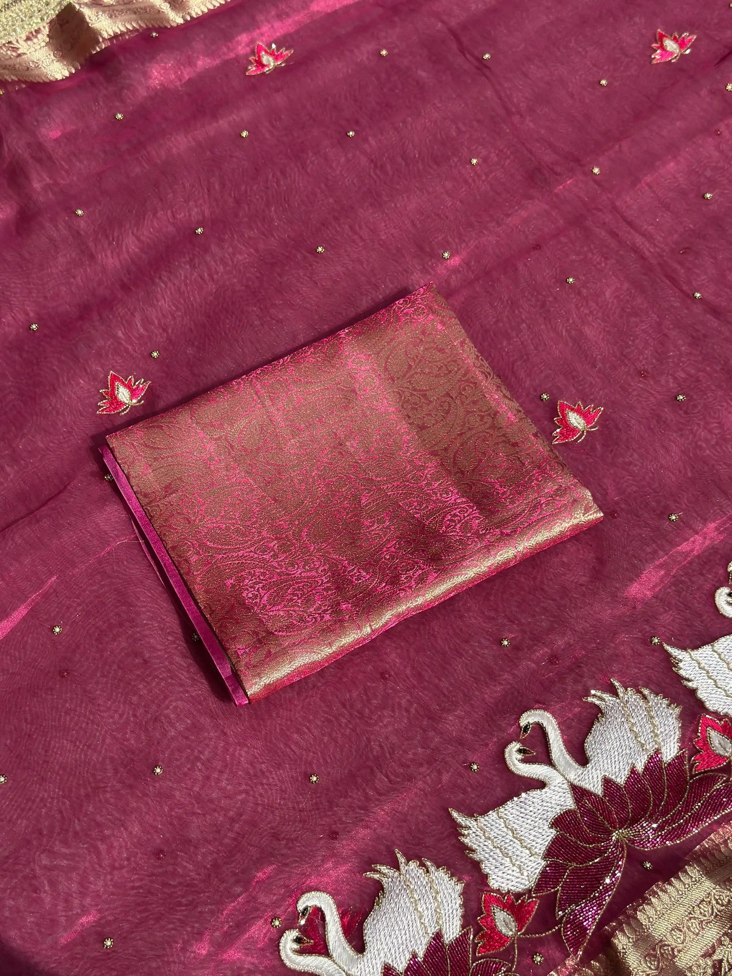 Rajhans Pink Banarasi Silk Saree - RV Couture 24