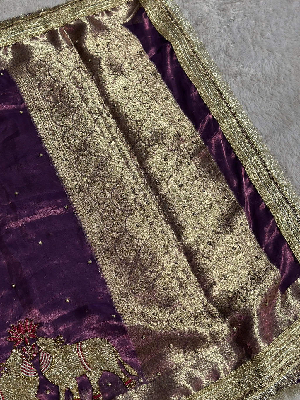 Gajanandi Purple Banarasi Silk Saree - RV Couture 24