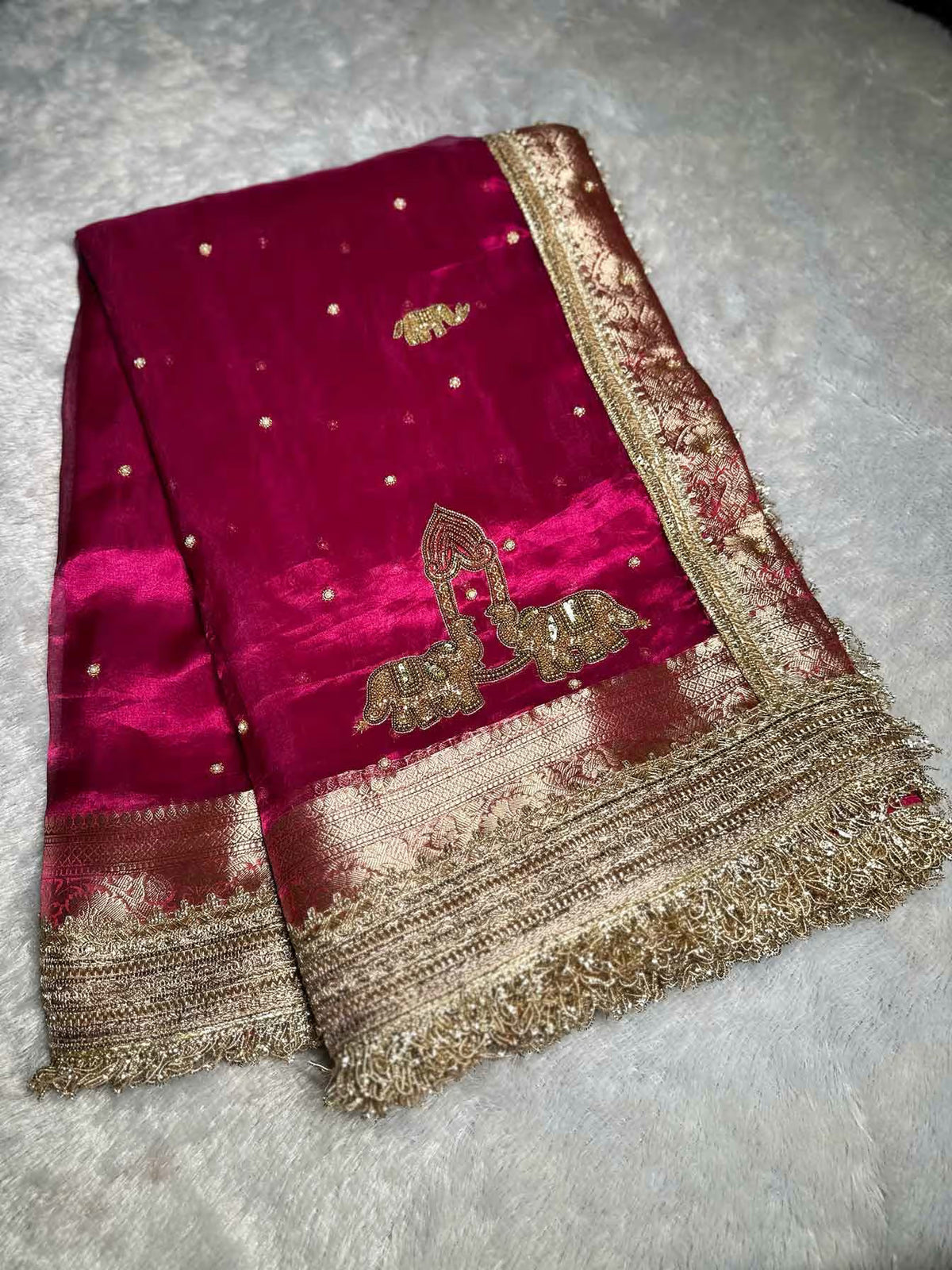 Gajaratna Pink Banarasi Silk Saree - RV Couture 24