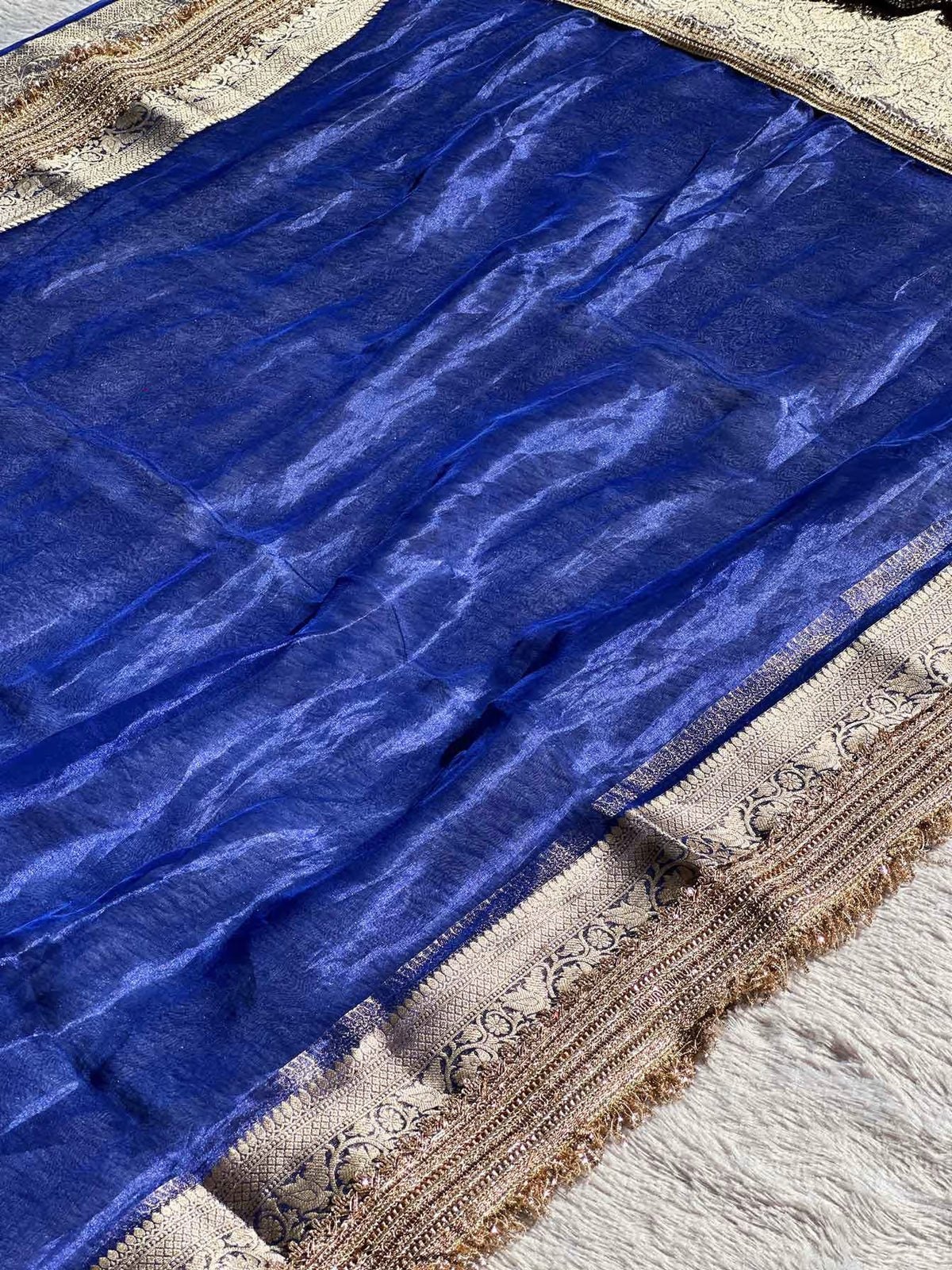 Paramparik Jari Royal Blue Banarasi Silk Saree - RV Couture 24