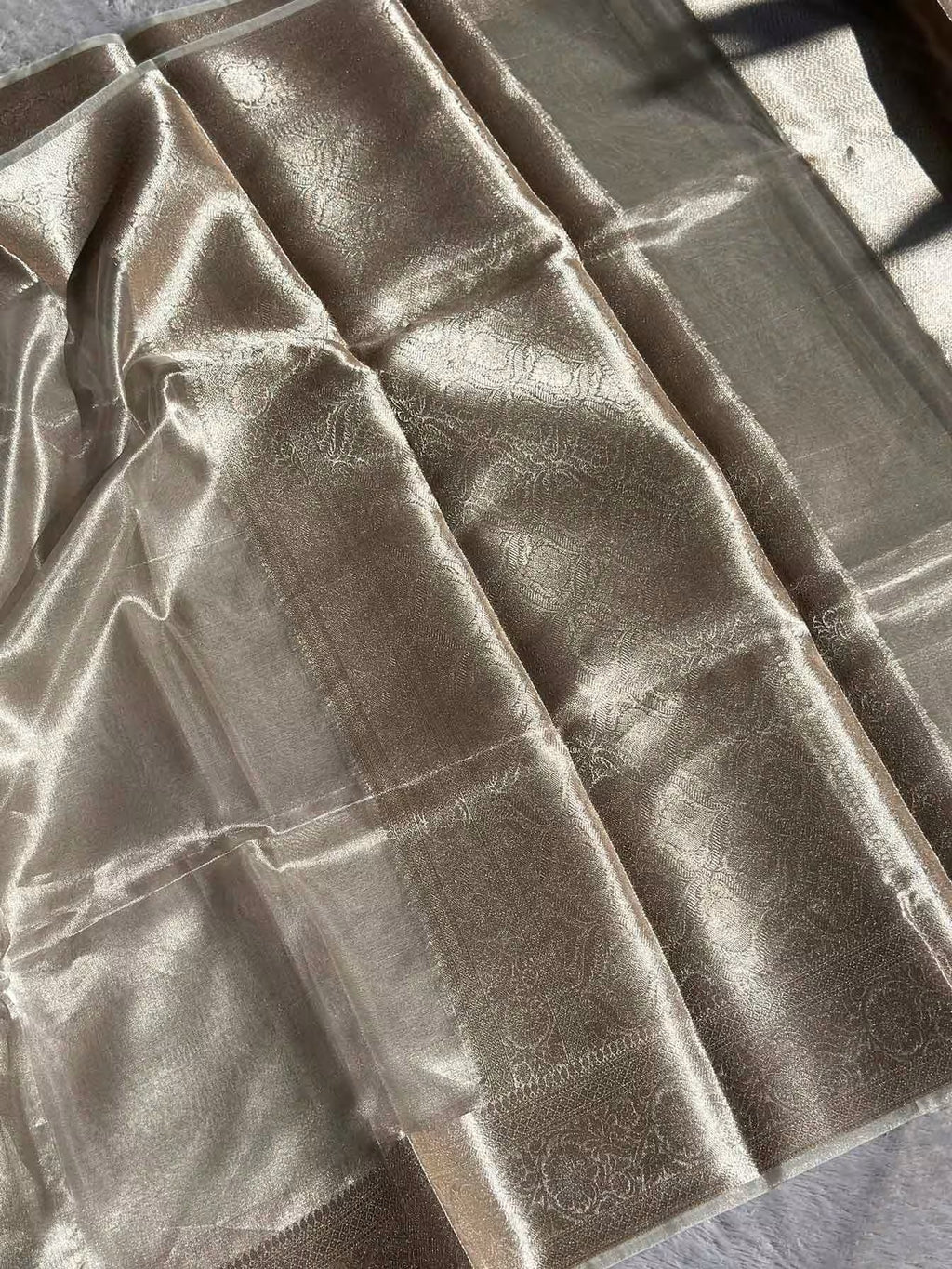 Silver Banarasi Silk Saree - RV Couture 24