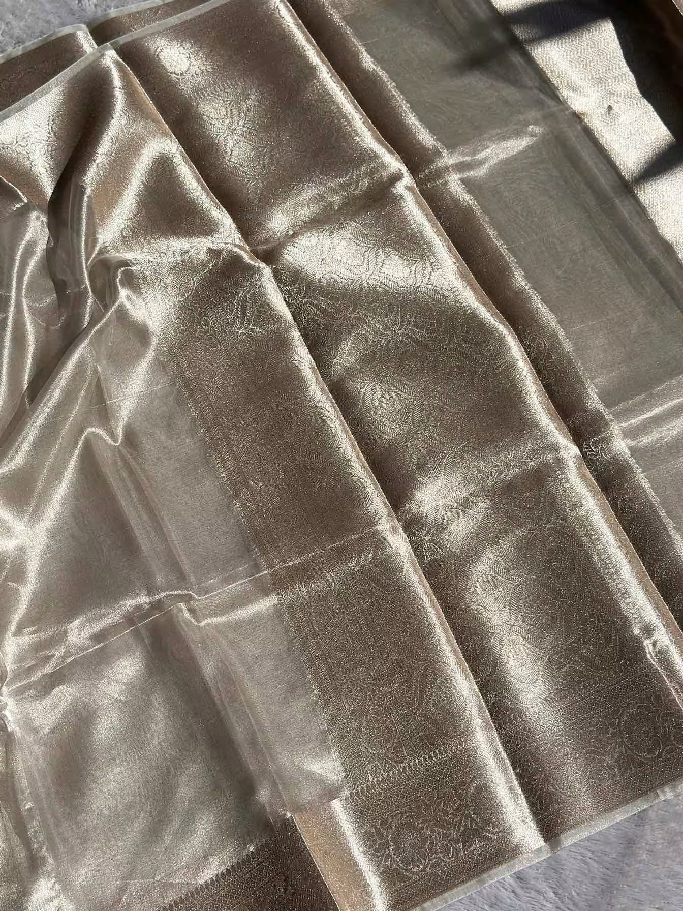 Silver Banarasi Silk Saree - RV Couture 24