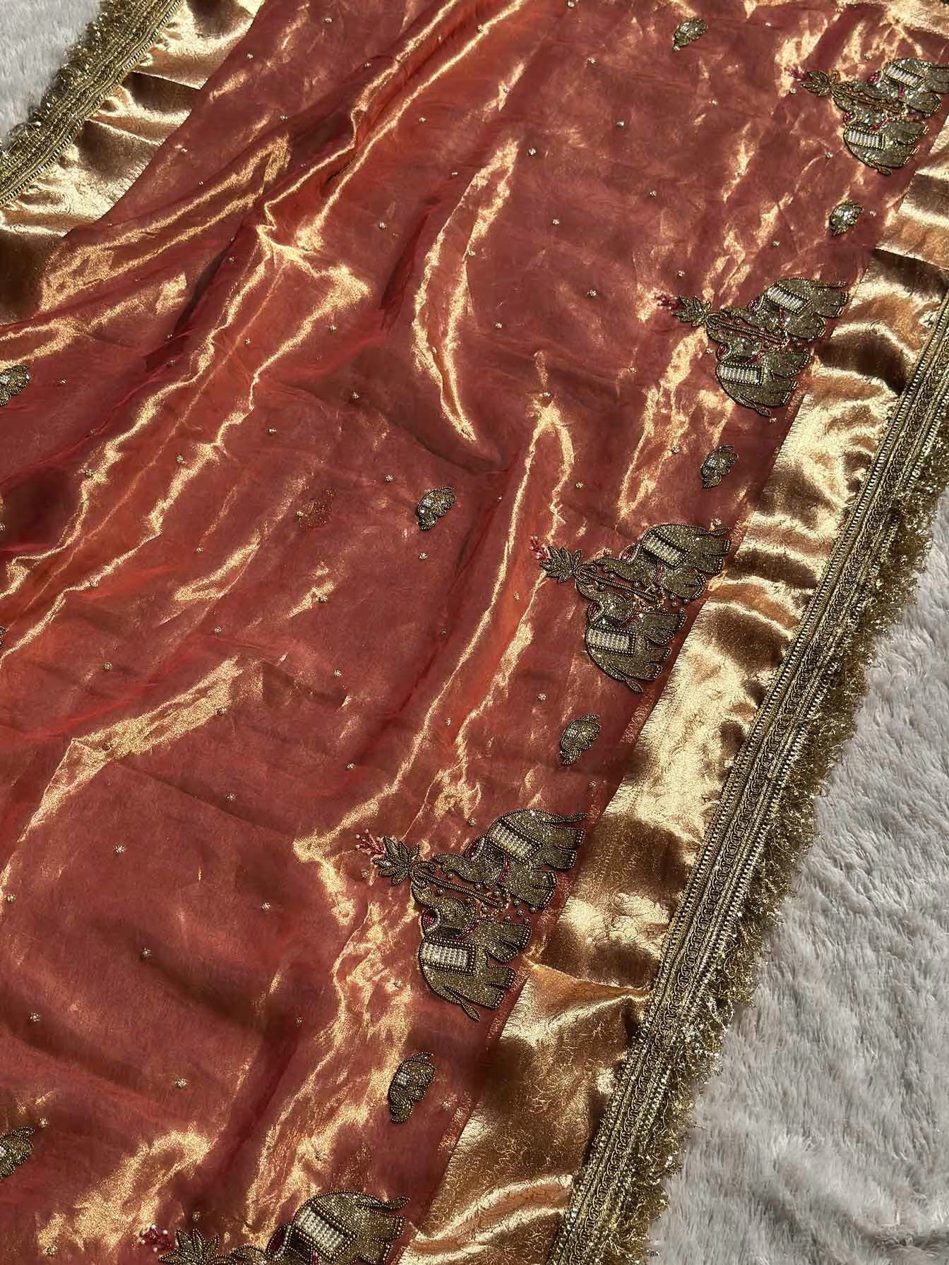 Suvarna Hatti Peach Banarasi Silk Saree - RV Couture 24