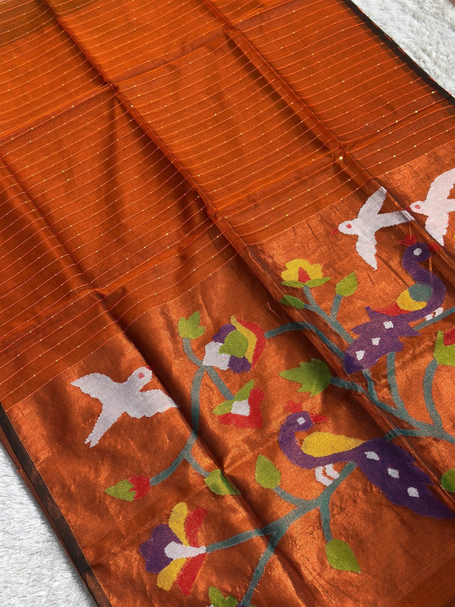 Orange Jamdani Saree - RV Couture 24