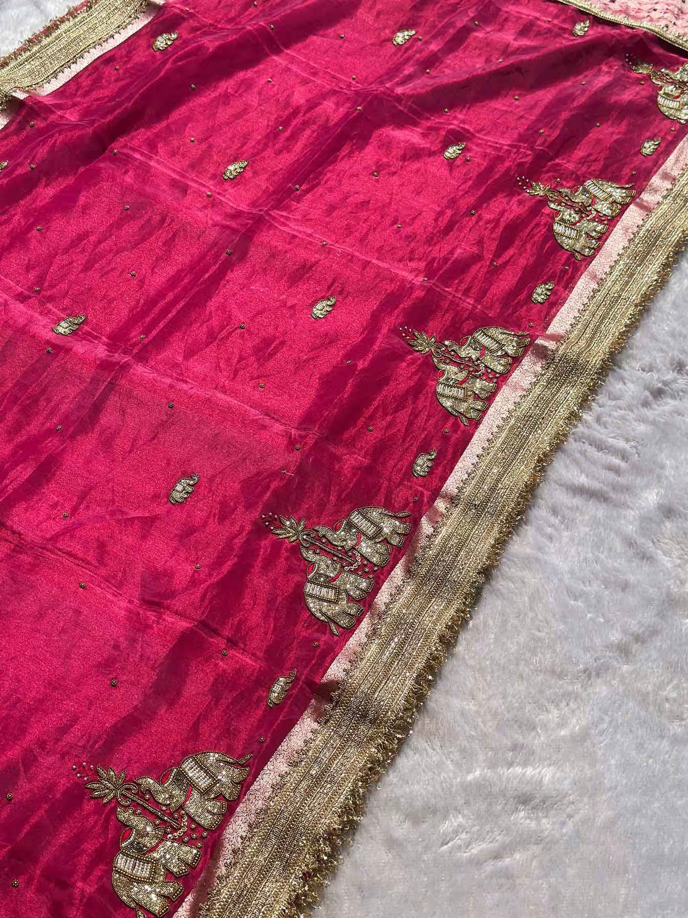Suvarna Hatti Pink Banarasi Silk Saree - RV Couture 24