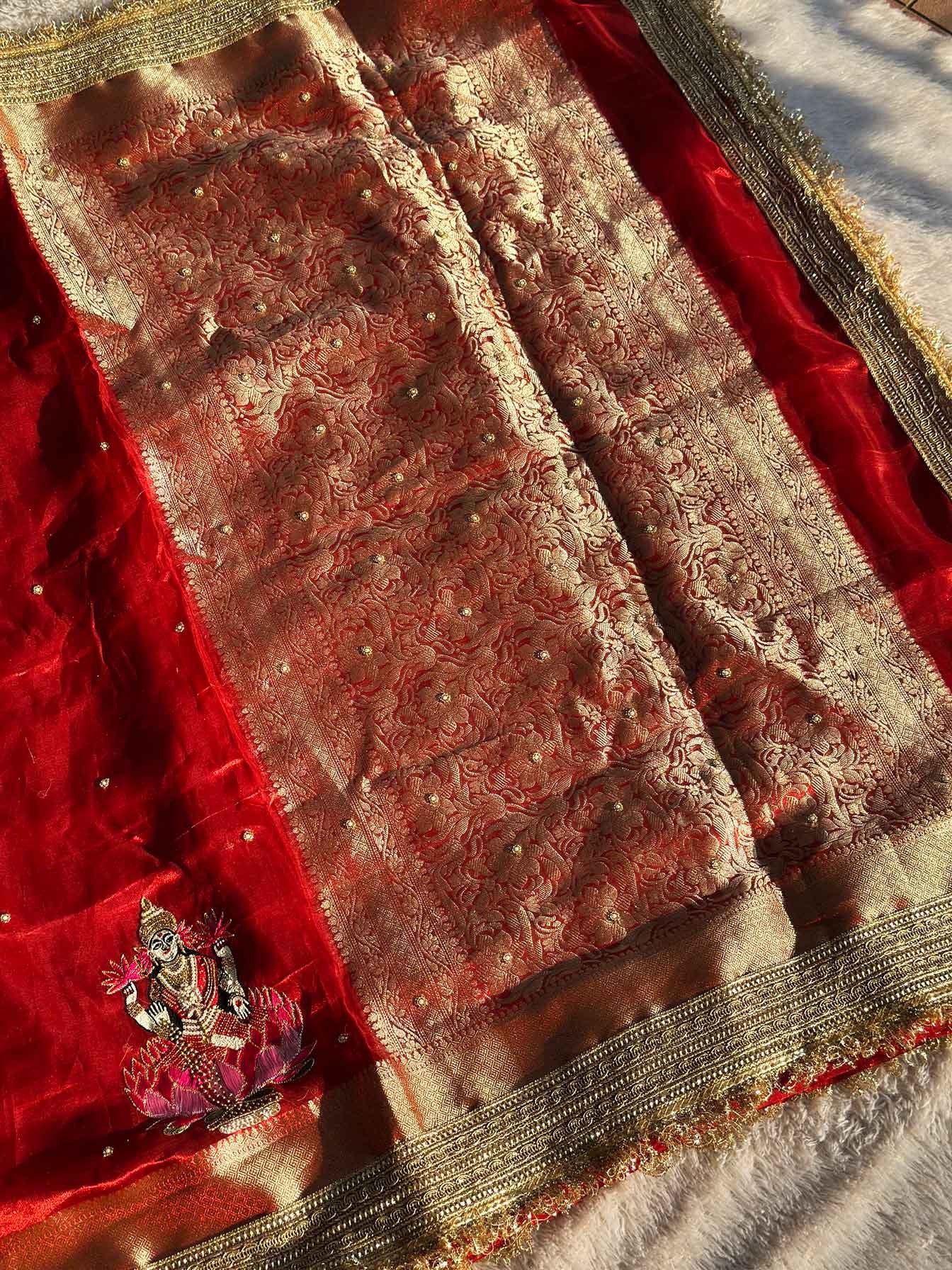 Shree Laxmi Red Banarasi Silk Saree - RV Couture 24