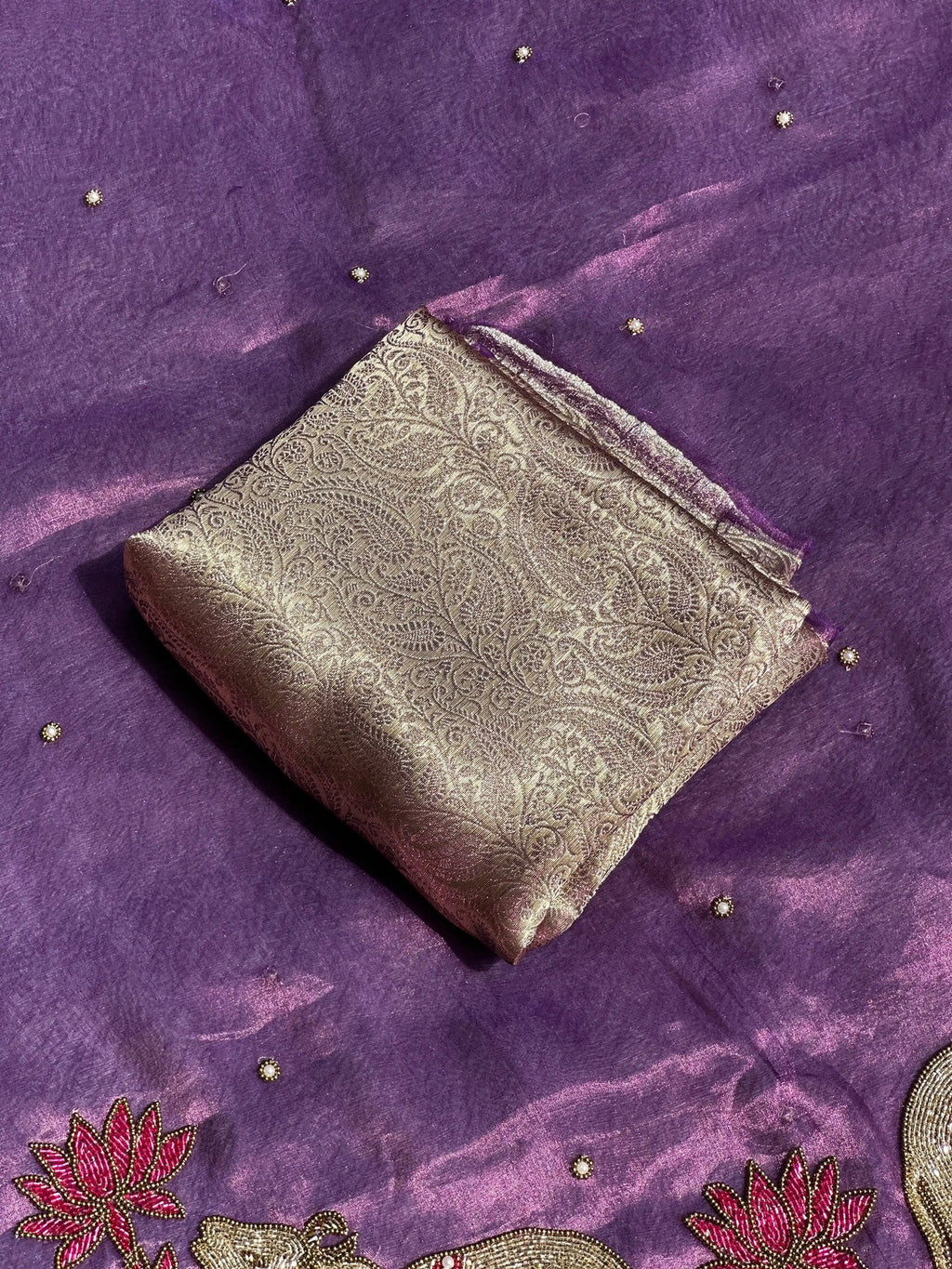 Gajanandi Purple Banarasi Silk Saree - RV Couture 24