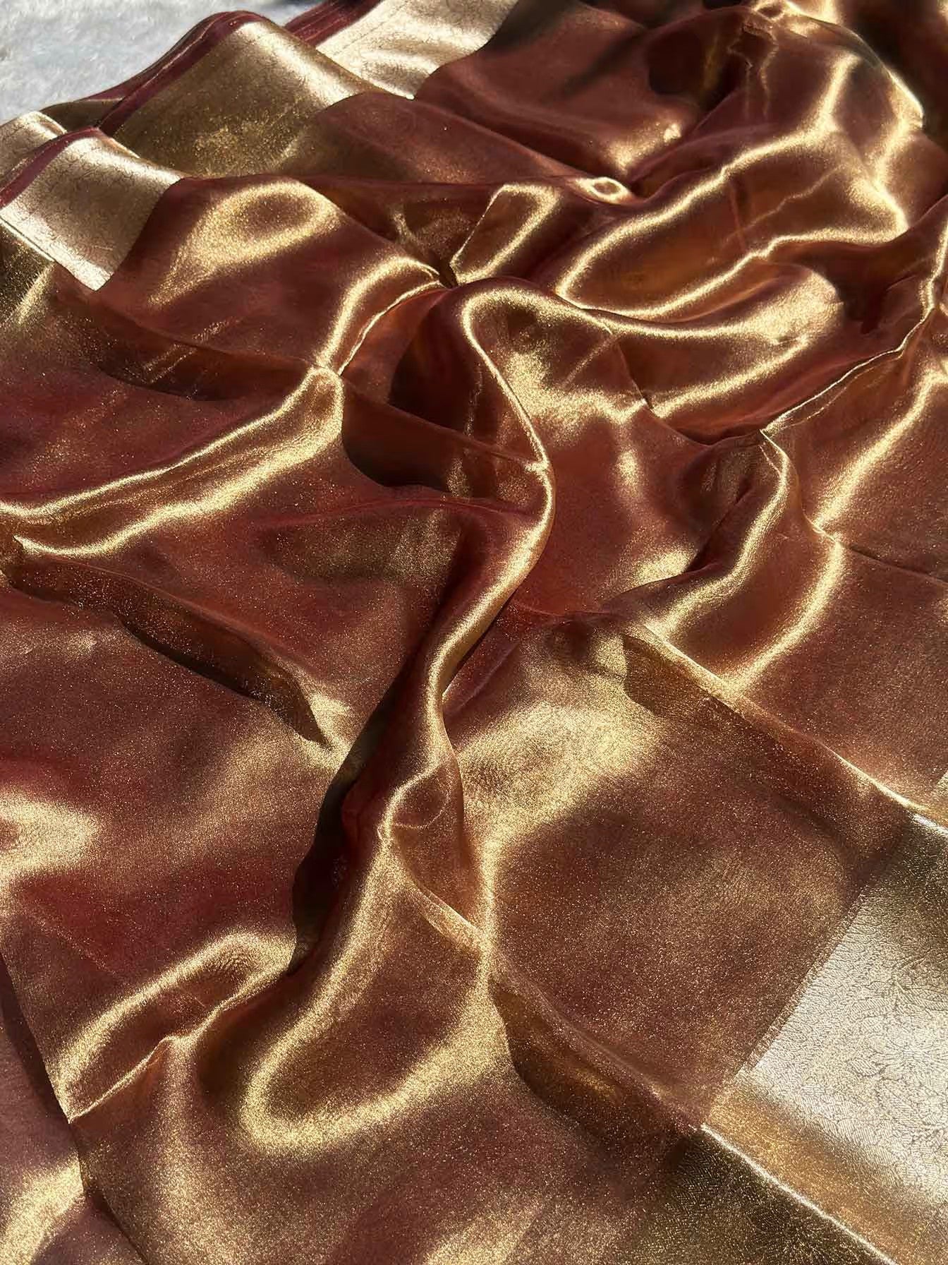 Brown Banarasi Silk Saree - RV Couture 24