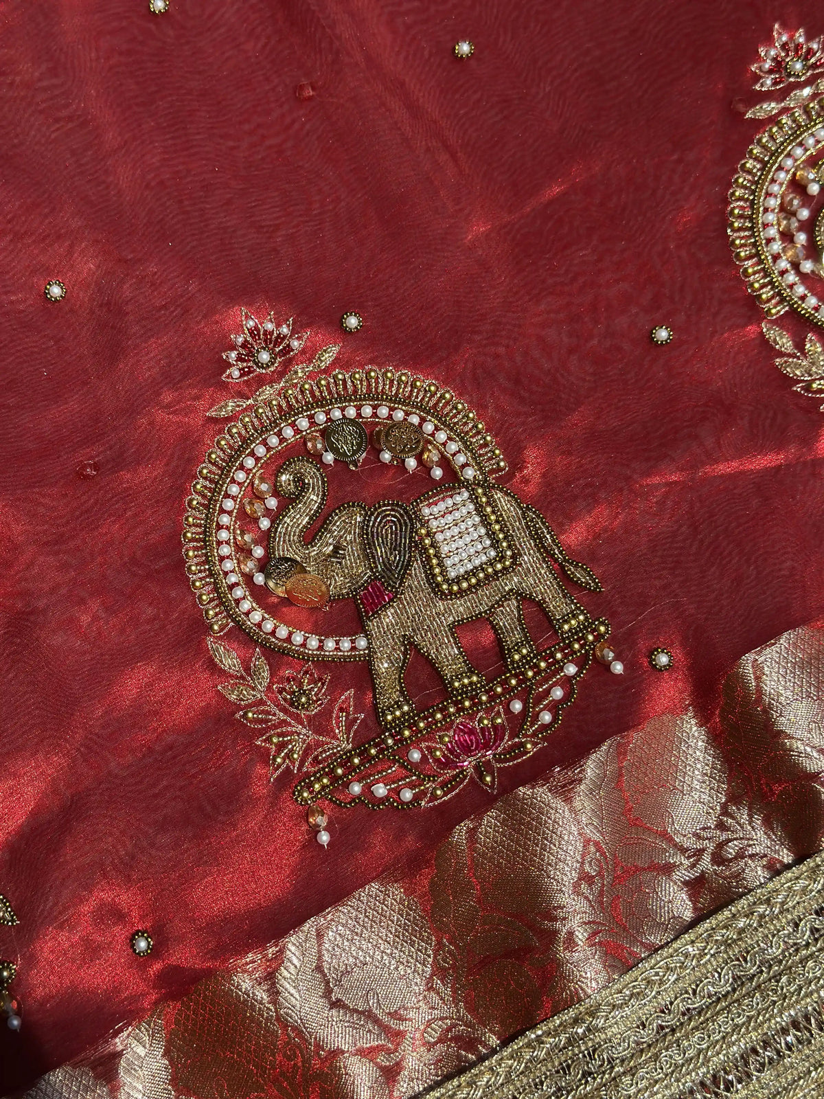 Shahi Gajraj Red Banarasi Silk Saree - RV Couture 24