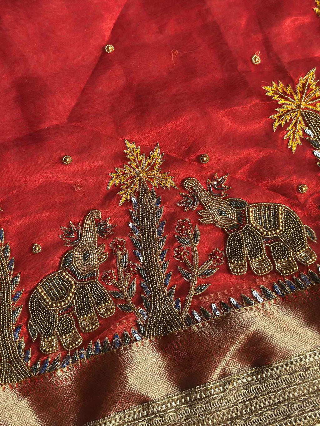 Rajasi Red Banarasi Silk Saree - RV Couture 24