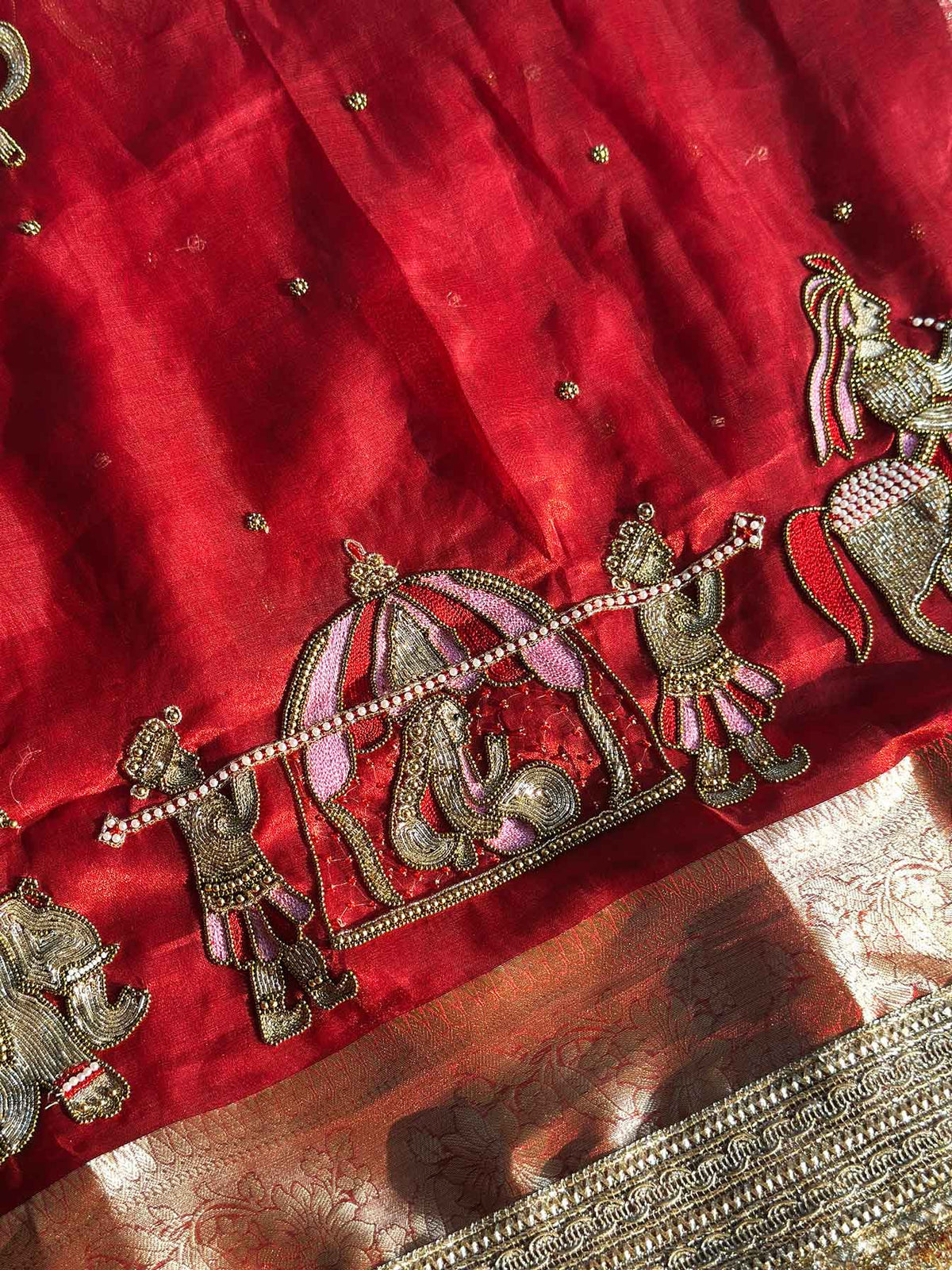 Swarna Doli Red Banarasi Silk Saree - RV Couture 24