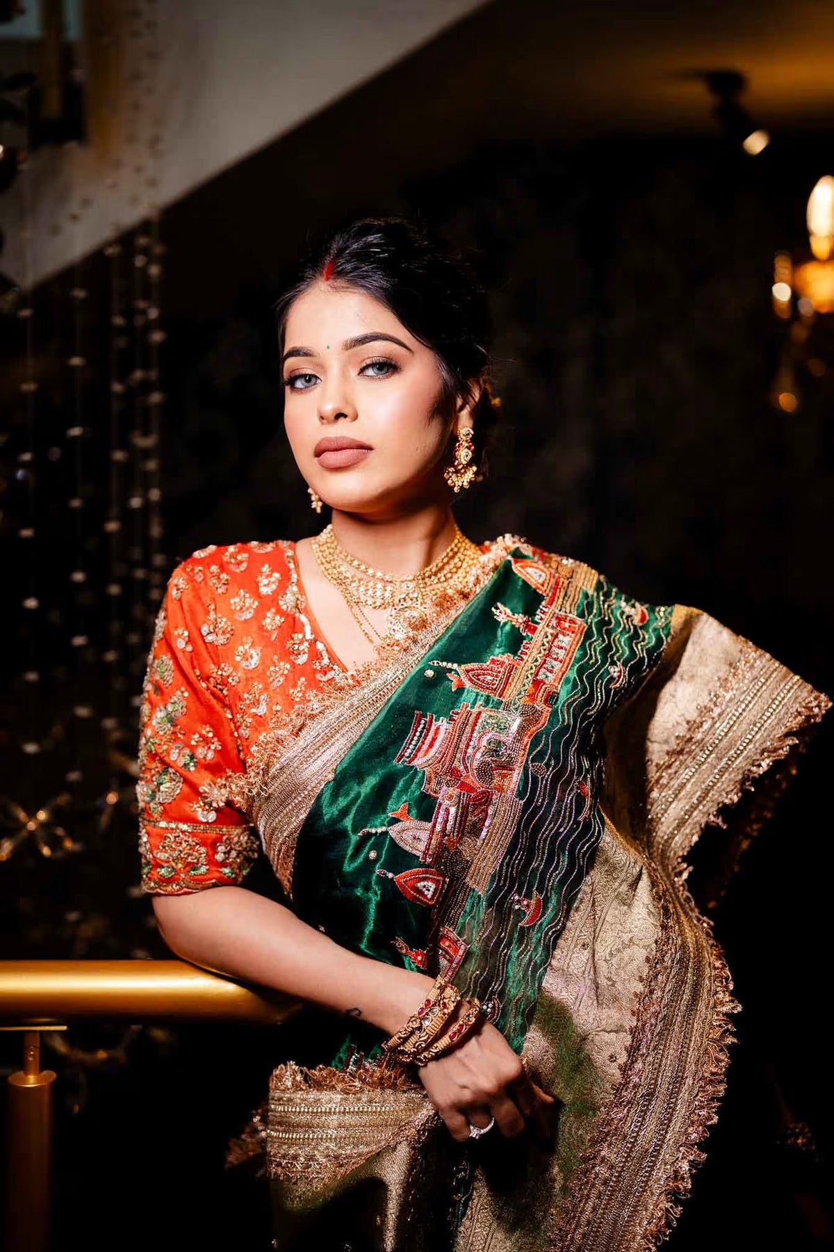 Ghat Green Banarasi Silk Saree - RV Couture 24
